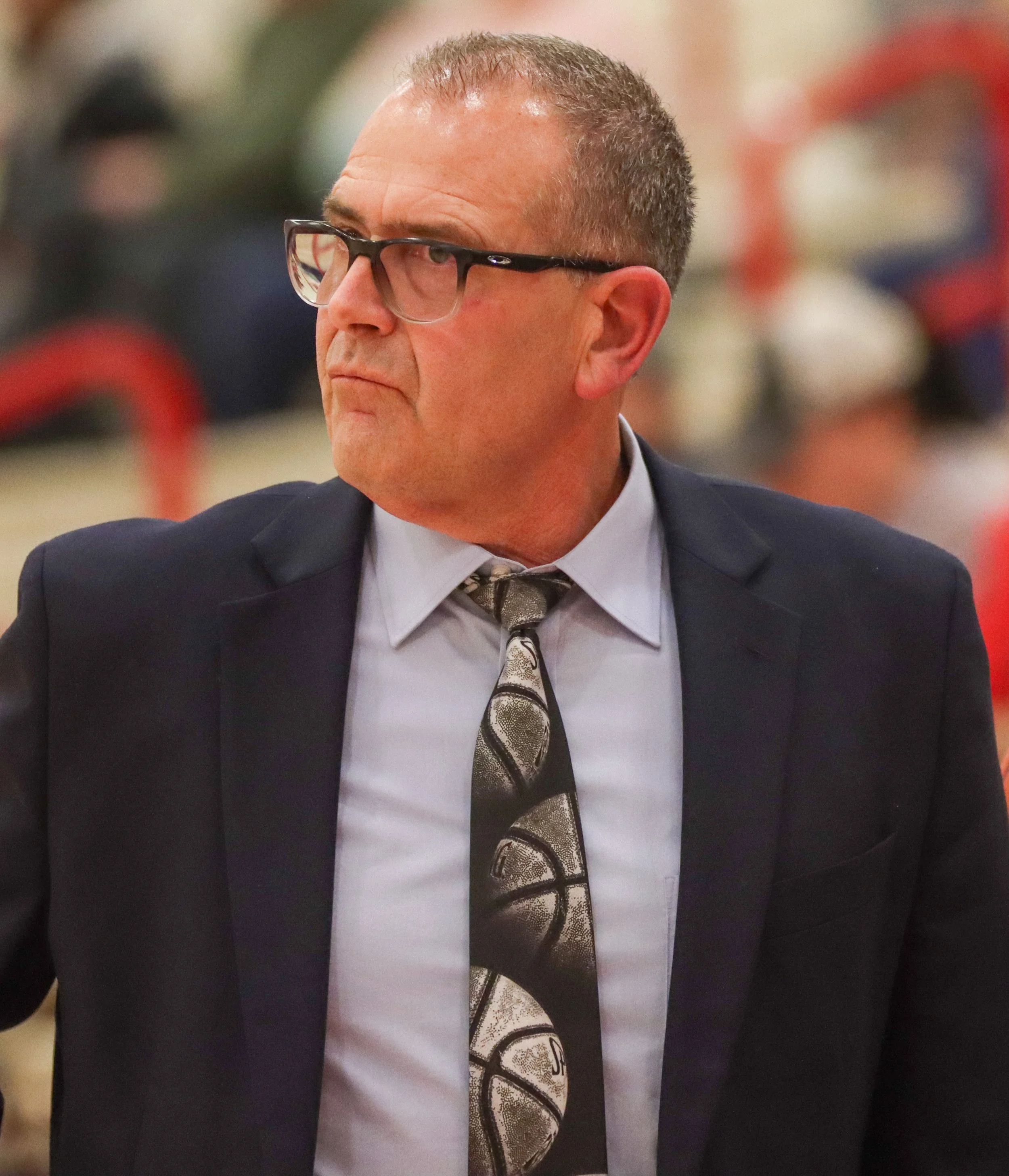 Twin Lakes head coach Kent Adams on Saturday, Jan. 20, 2024, during the IHSAA boys basketball game at Twin Lakes High School in Monticello, Ind.
