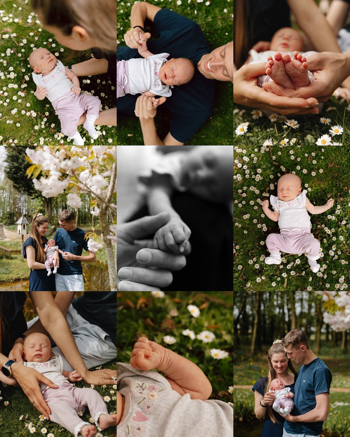 One month into this world and already lay in the flowers; beneath the trees, finding peace in nature with her beautifully in love parents. 
A joy to capture H &amp; O as new parents and in a location that has been in the family for years. 

This is a