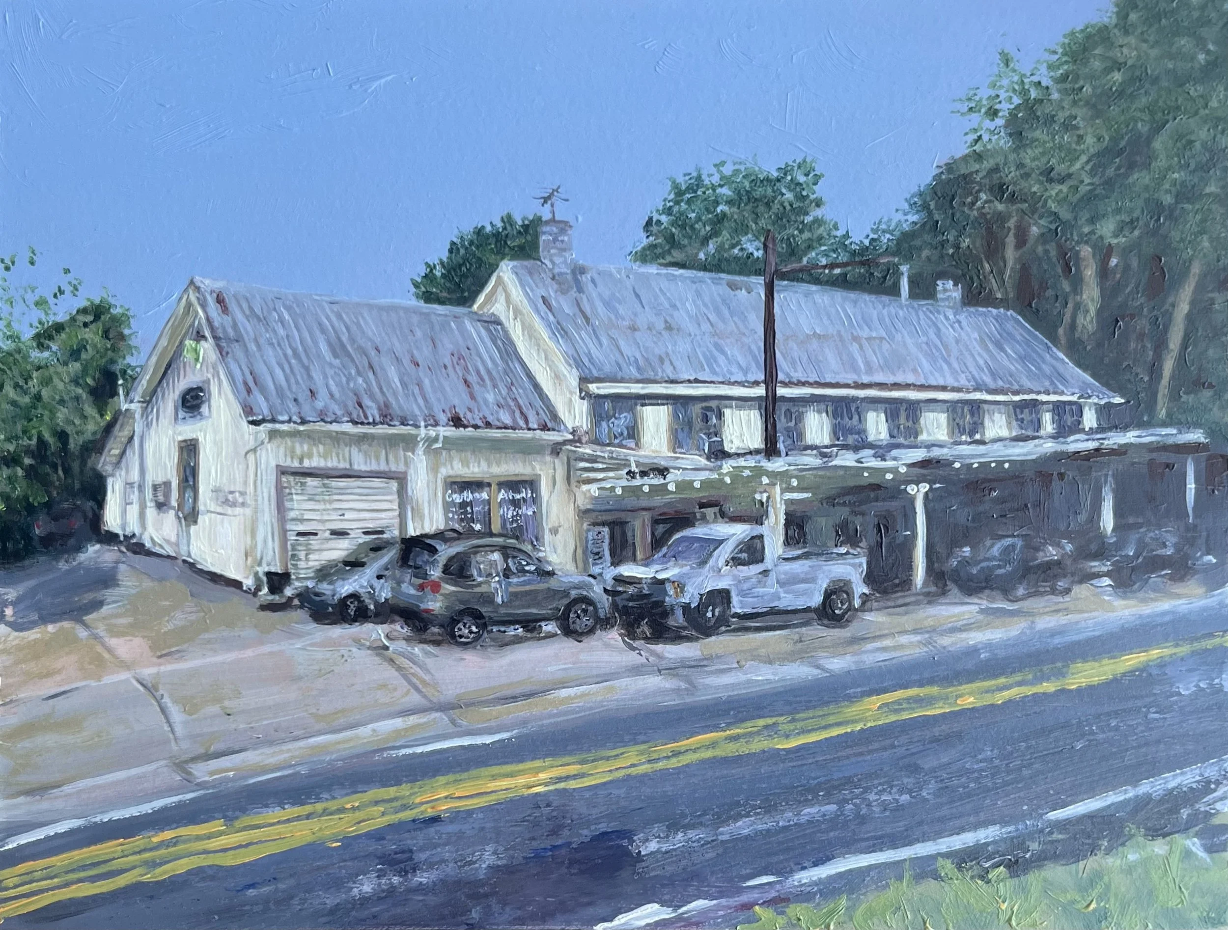 "Courthouse Auto" 6in x 4in, Oil painting on panel.