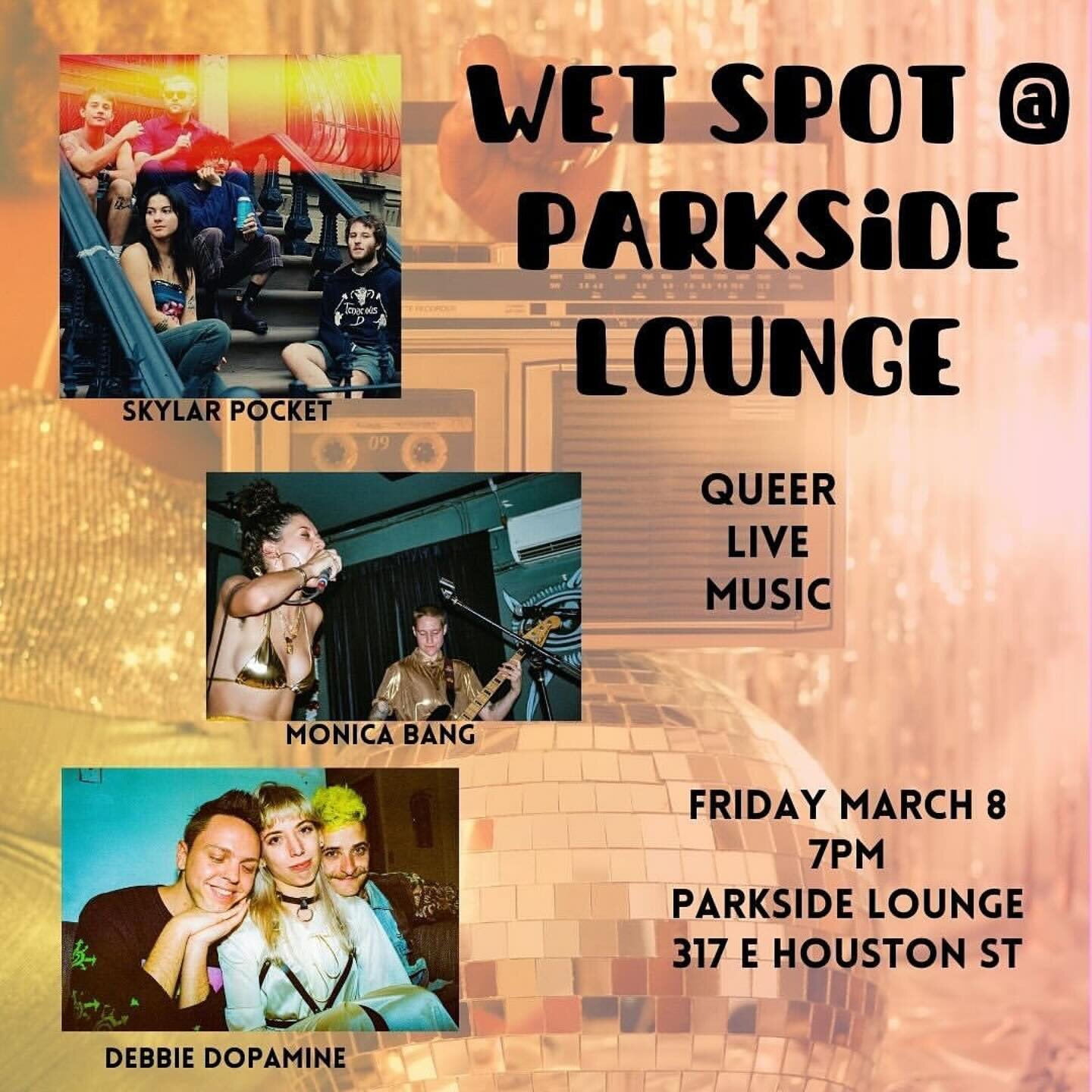 @wetspotnyc is back at parkside for another sexy line up! We had so much fun last time and we cant wait to do all over again under the disco ball. The best tunes, cozy queer vibes, and 100% humidity 💦🌈🪩 Tix in bio bc advance sales help! 🙏❤️

#wet