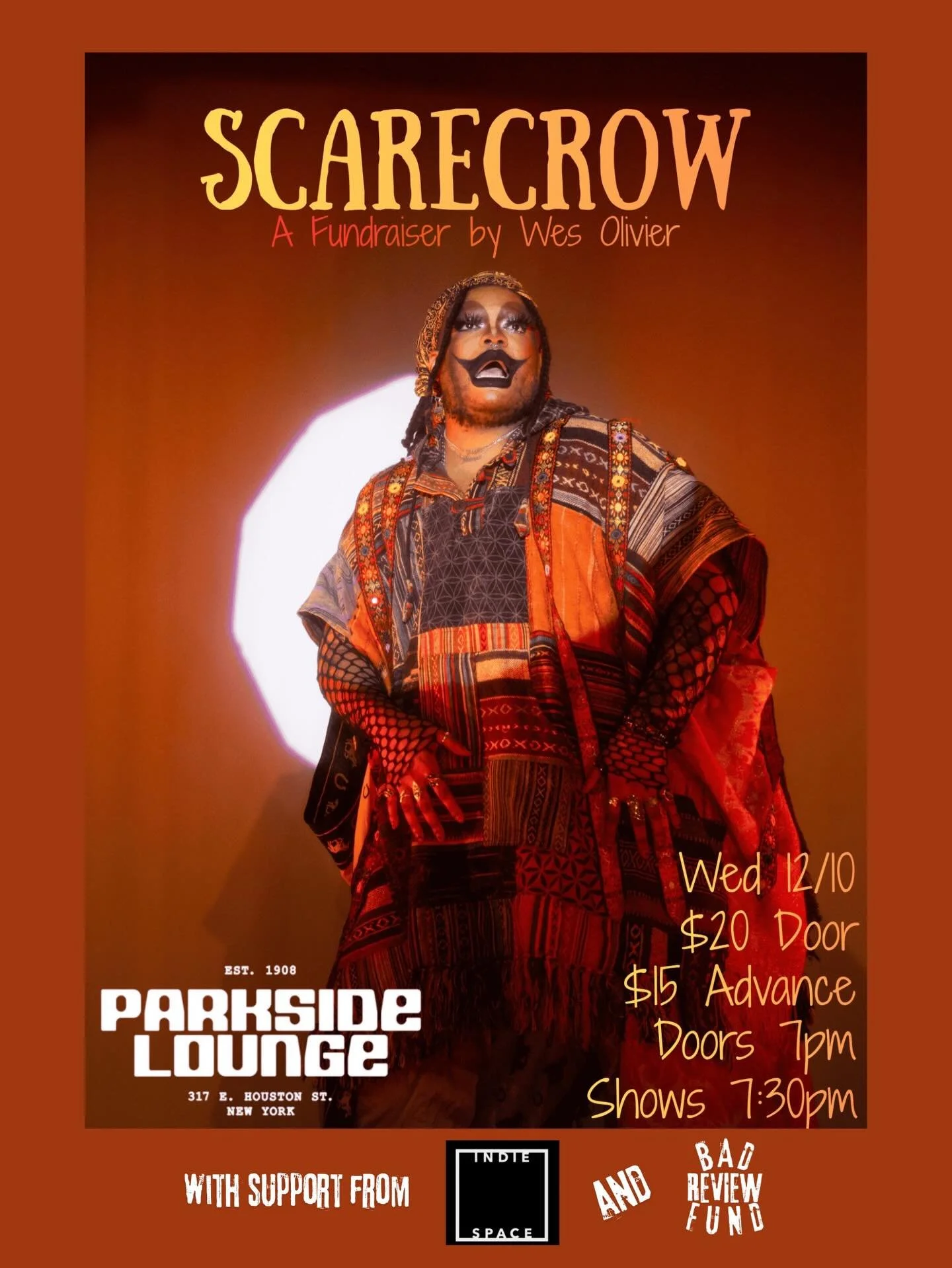 We are so excited for the second Bad Review Fund show next week! Klondyke&rsquo;s talent and vision is truly astonishing. Come see @klondyke_drag perform original songs from their musical-in-progress &ldquo;Scarecrow&rdquo; and help keep risky art al