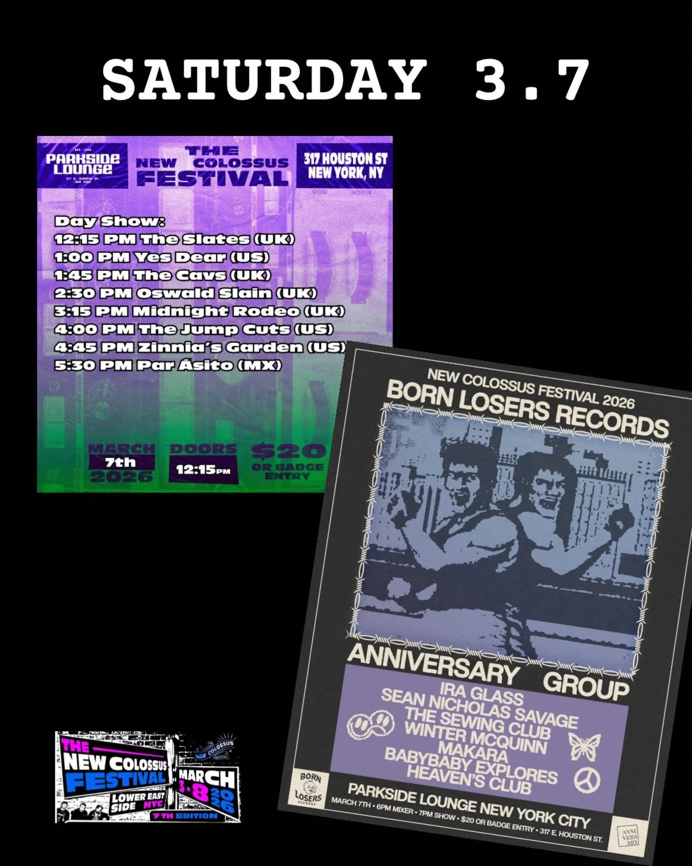 SATURDAY: New Colossus x The Parkside Lounge