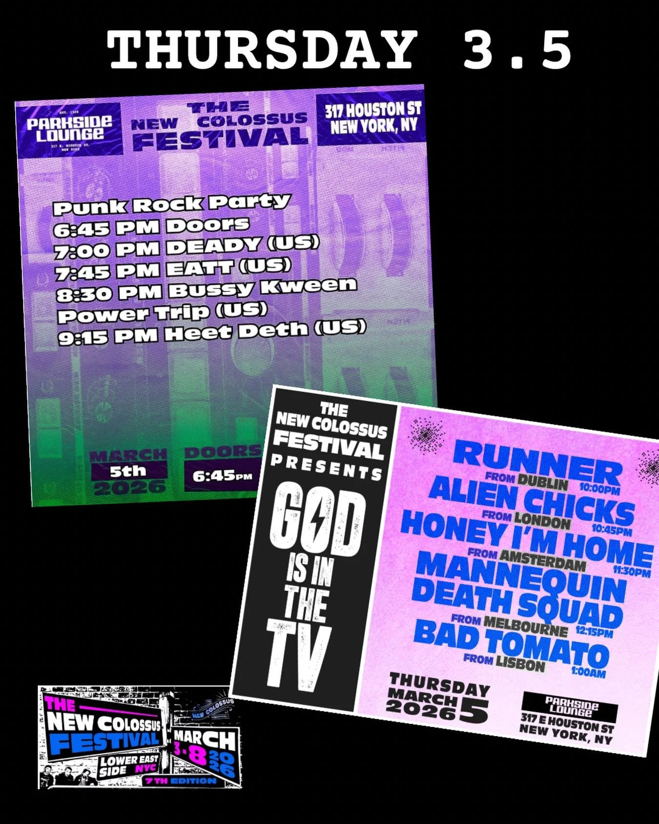 THURSDAY: New Colossus x The Parkside Lounge
