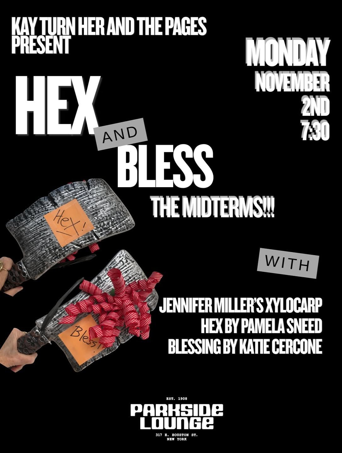 Repost from @kay__turner
&bull;
One week from tonight! Nov 2 at Parkside Lounge in Manhaatan! Get advance tix now. Link in my bio! Time to turn the tables! HEX and BLESS!!!!