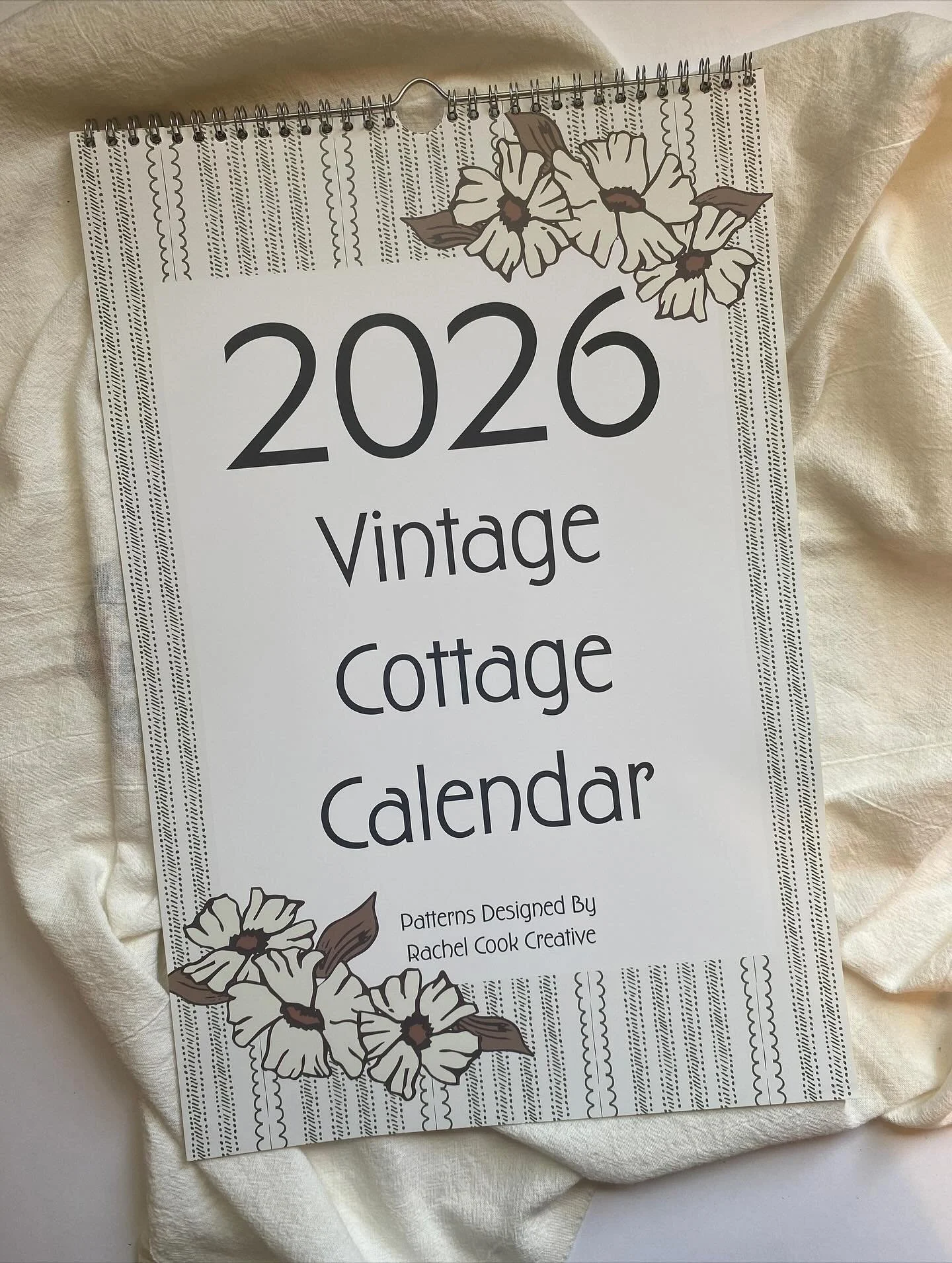I am *very* excited to share that the 2026 Vintage Cottage Calendar is now available for purchase! 

This calendar has a neutral color palette of creams, beiges, pinks, and greens. It is intentionally designed to be simple, beautiful, and functional 