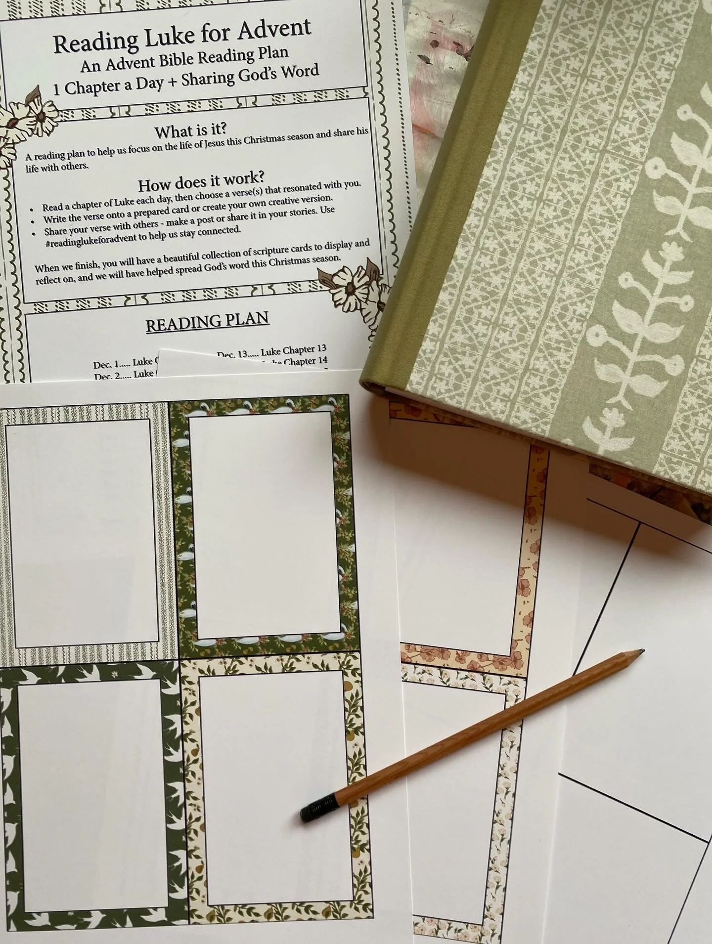 Join me this advent season in reading a chapter of Luke each day, selecting a verse that resonates with you, and then sharing God&rsquo;s word with others.

Reading Luke during advent allows us to reflect on Jesus&rsquo;s life, and as we select a ver