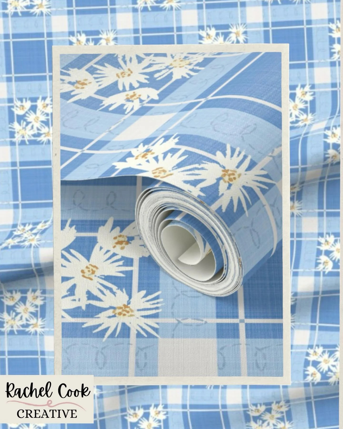 This is my entry for the latest @spoonflower challenge - Country Retro. The prompt called for country blues and buttery yellows, plaids and Prarie flowers. I fell in love with this bright blue plaid as I worked through my ideas inspired by my time gr