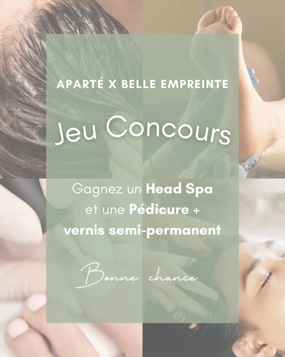 CONCOURS BIEN-&Ecirc;TRE 🫶🏻

Et si vous vous offriez un moment rien que pour vous ? Avec @aparteartdecoiffer et @belle.empreinte , on vous fait gagner un Head Spa 💆&zwj;♀️ + une p&eacute;dicure et pose de semi-permanent 💅

_Pour participer : 1&bu