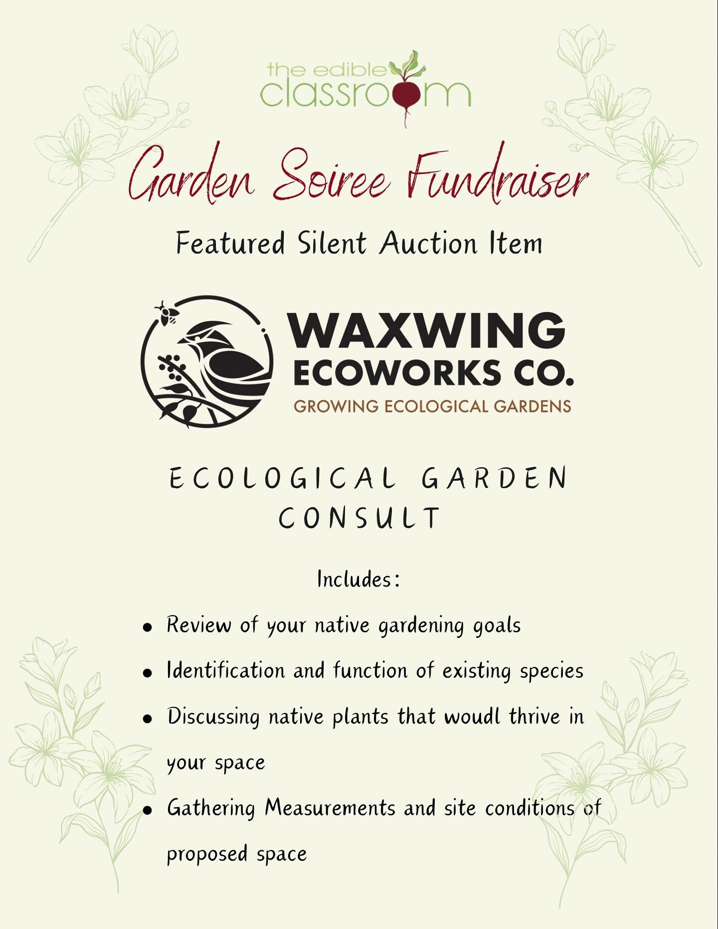 Did you purchase tickets to the Garden Soiree Fundraiser?

🗓: Friday, July 11th
⏰: 6pm - 7:30pm
🌱: Lafayette Elementary School Garden
🎟 Tickets: https://bit.ly/4jo6x32
Join us at the Garden Soiree Fundraiser and have a chance to bid on an ecologic