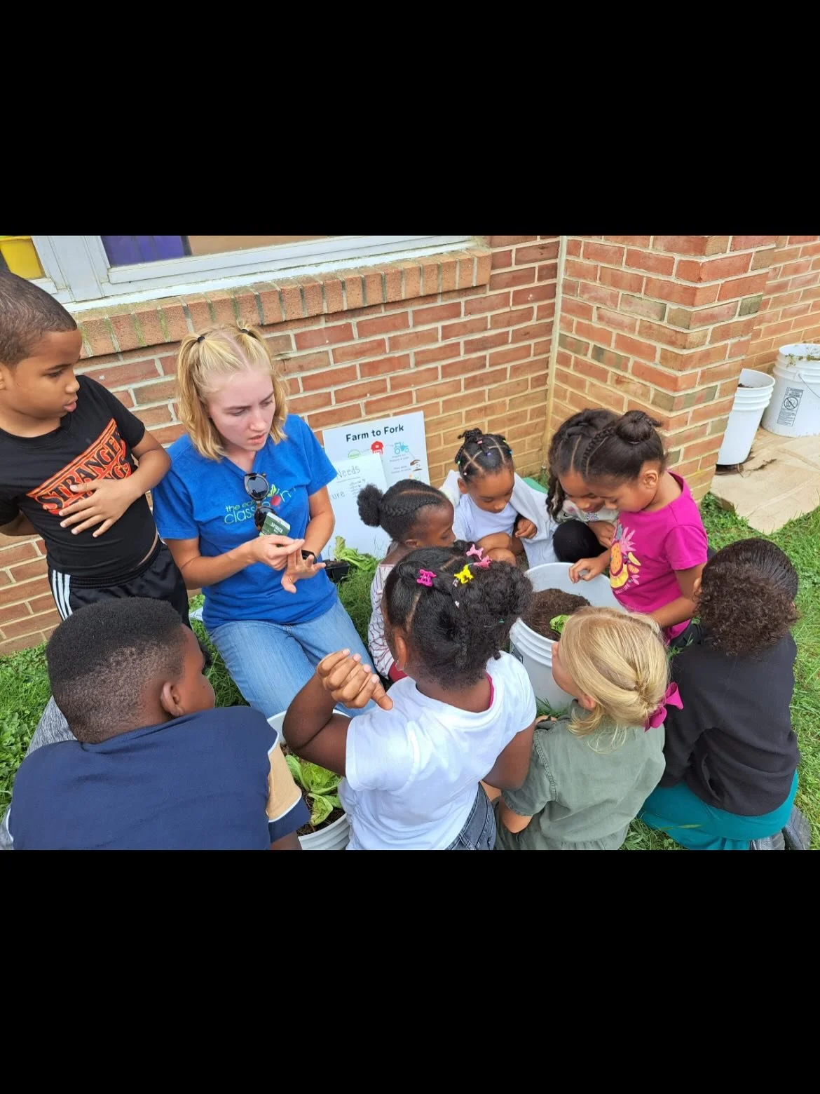 This week at Price and Burrowes Elementary schools students worked together to plant lettuce seedlings in their school bucket garden. Students also enjoyed a fresh green salad and topped it with fresh cucumber that was harvested directly from their b