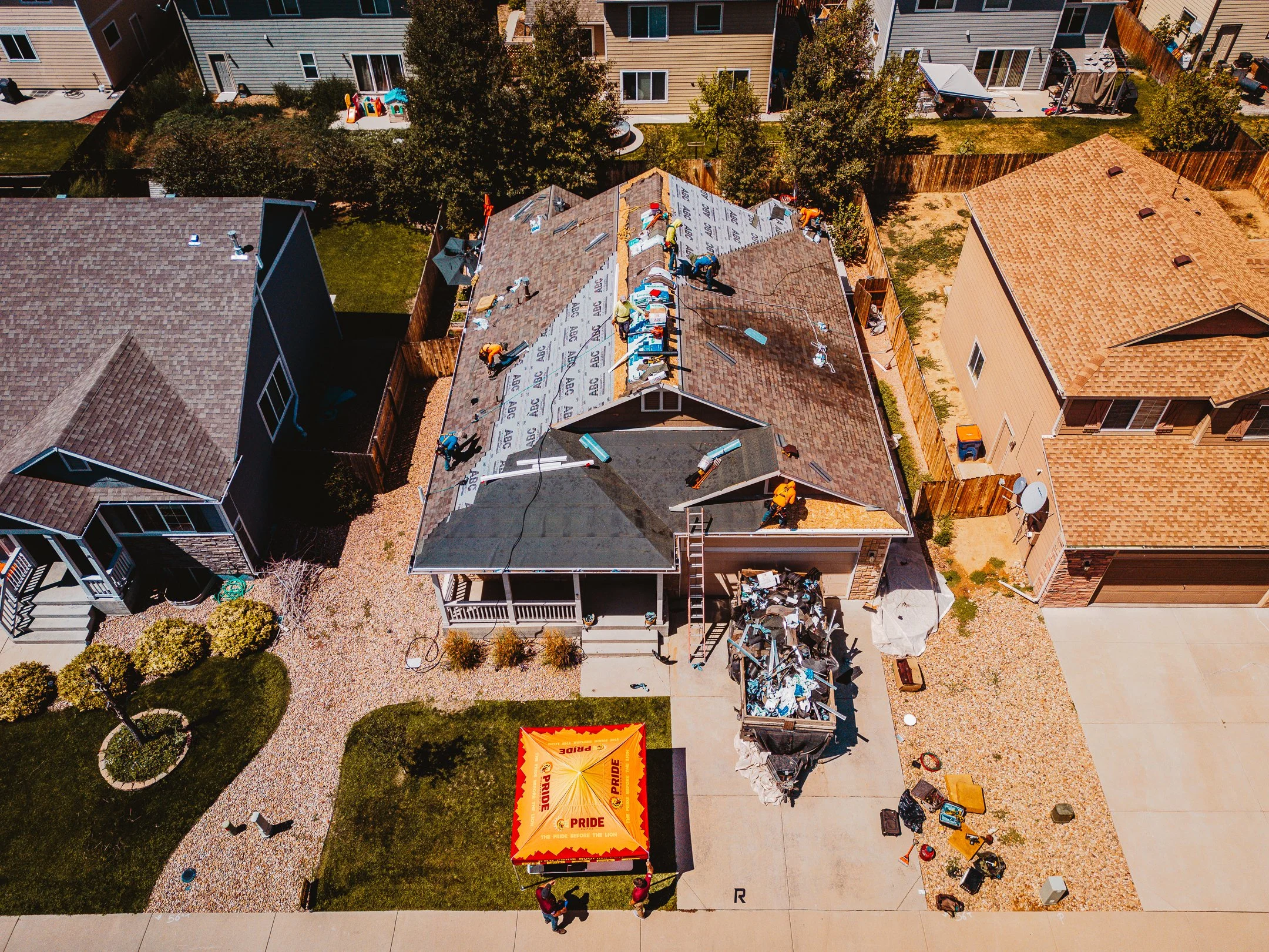 local roofing contractor building a room on a home
