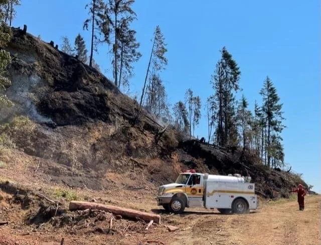 Tender 43 assisting Cherry Creek Fire Dept. with a bush fire.