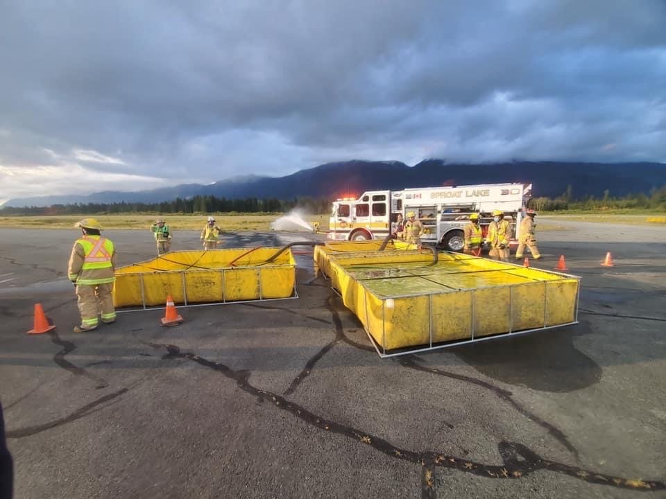 Practicing water shuttling for tanker accreditation.