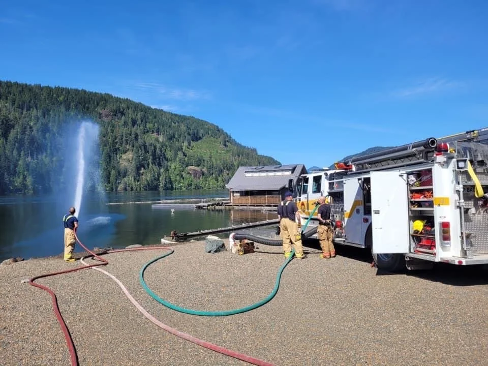 Training on the dry hydrant with a view.