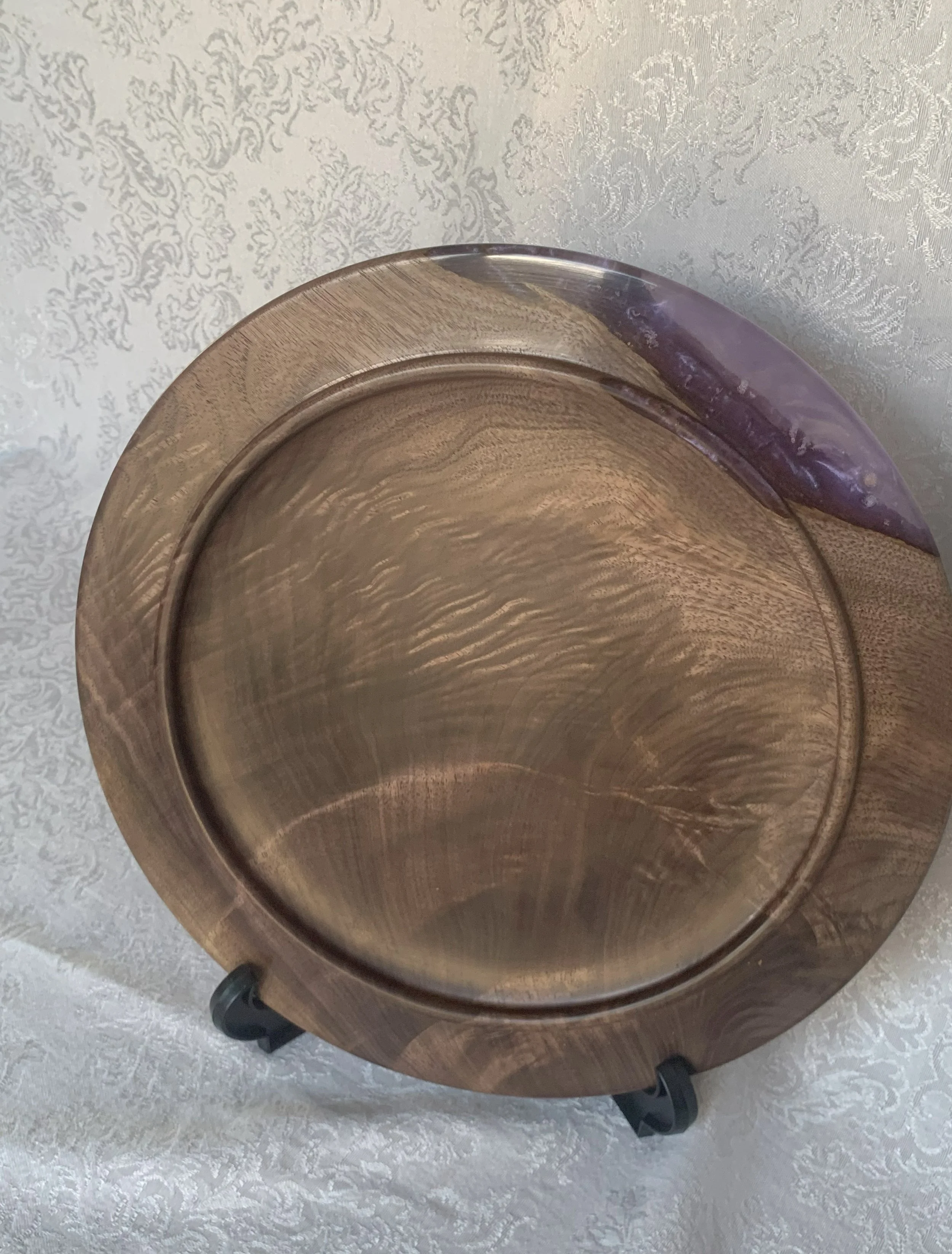 **Sold** $100 Walnut Platter with Resin edge 11 1/2" Diameter