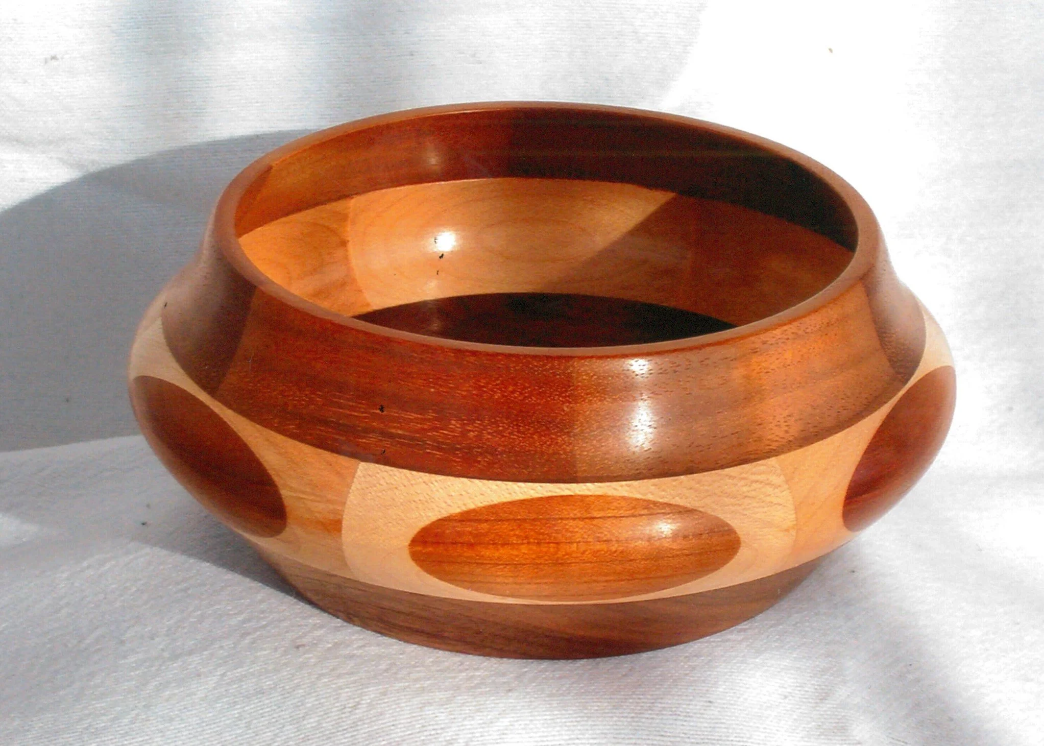 **SOLD** No. 3 $50 / 2007 Apple, Maple, Walnut (25 pieces) 2"H x 6" Diameter