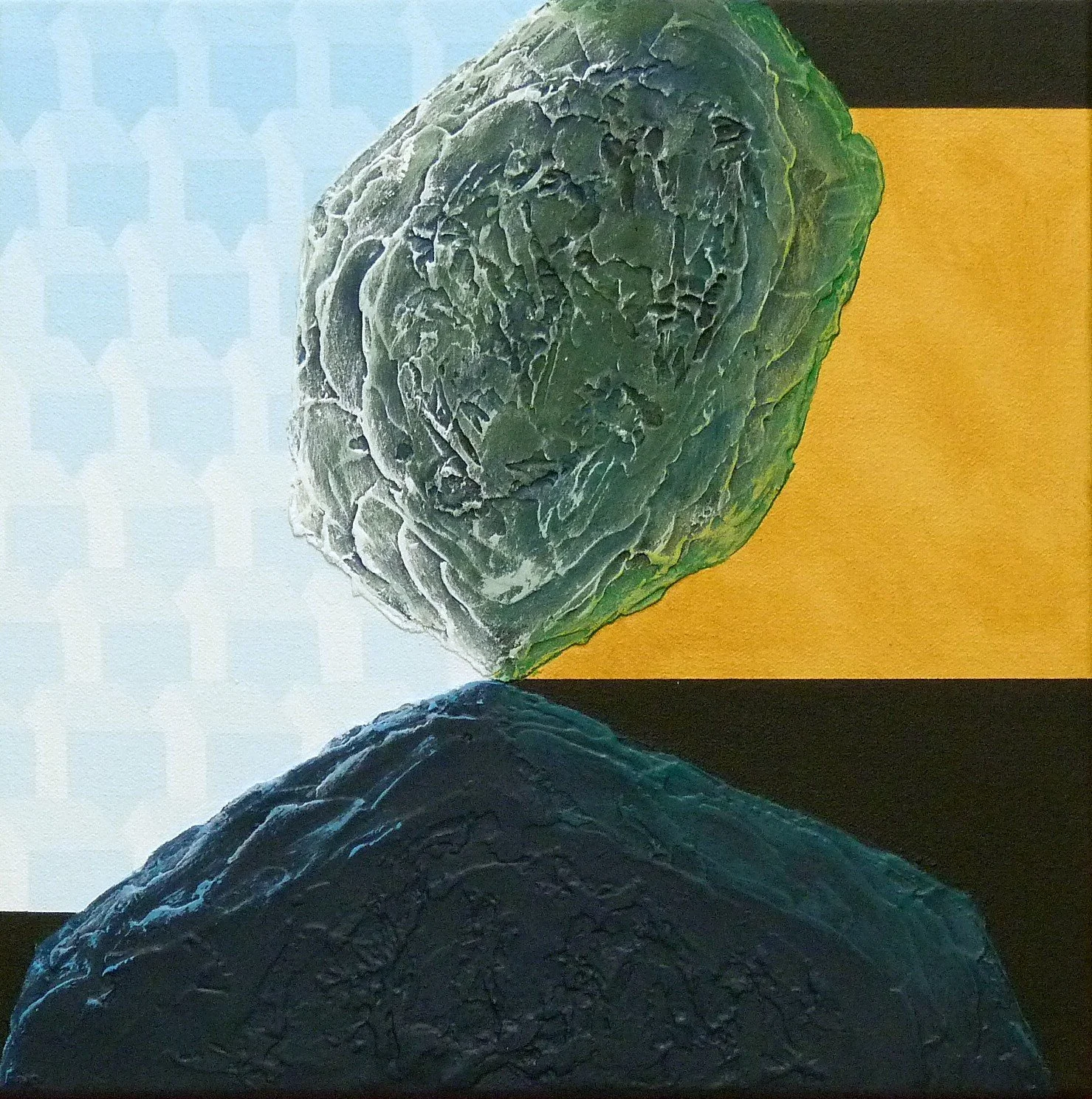 Particules 3 - Latex/acrylique, techniques mixtes sur toile galerie- 12 x 12 pouces - 2025 - Disponible à la galerie L'Harmattan, cliquez sur l'image