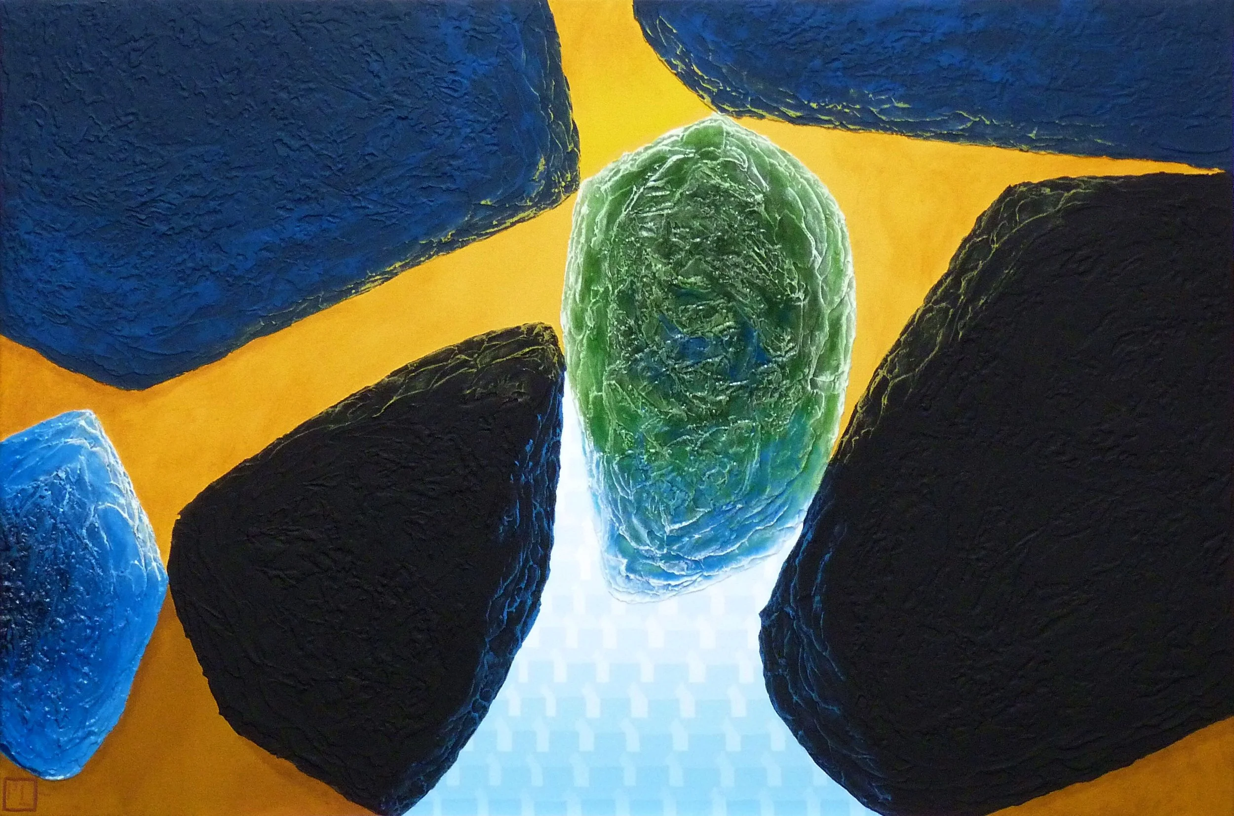 L'entourage - Latex/acrylique, techniques mixtes - 24 x 36 pouces - 2025 - Disponible