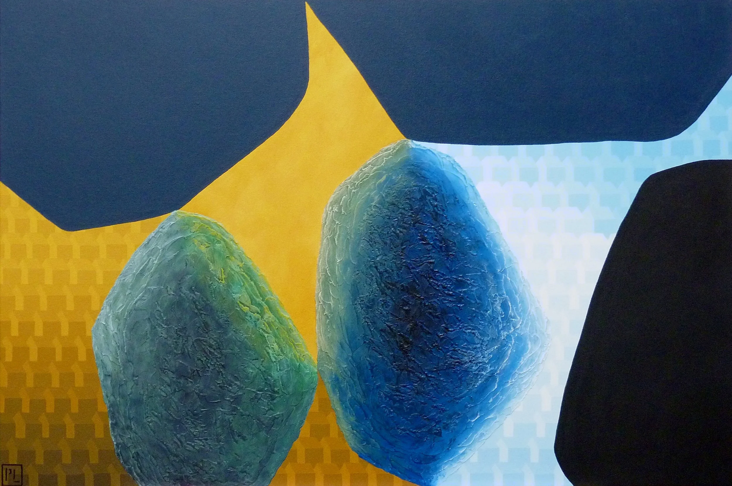 Être près - Latex/acrylique, techniques mixtes - 24 x 36 pouces - 2025 - Disponible