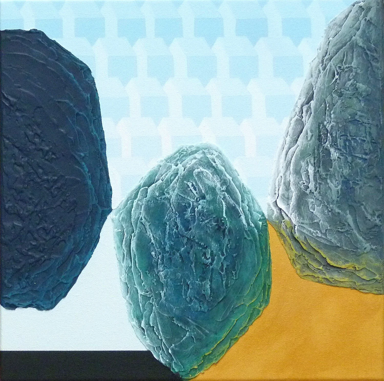 Particules 4 - Latex/acrylique, techniques mixtes sur toile galerie- 12 x 12 pouces - 2025 - Disponible à la galerie L'Harmattan, cliquez sur l'image