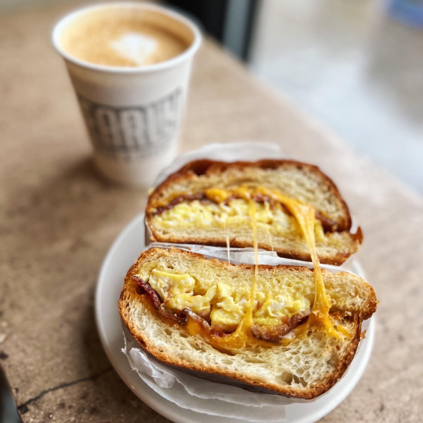 Rise and shine 🐣 #baconeggandcheese @partnerscoffee