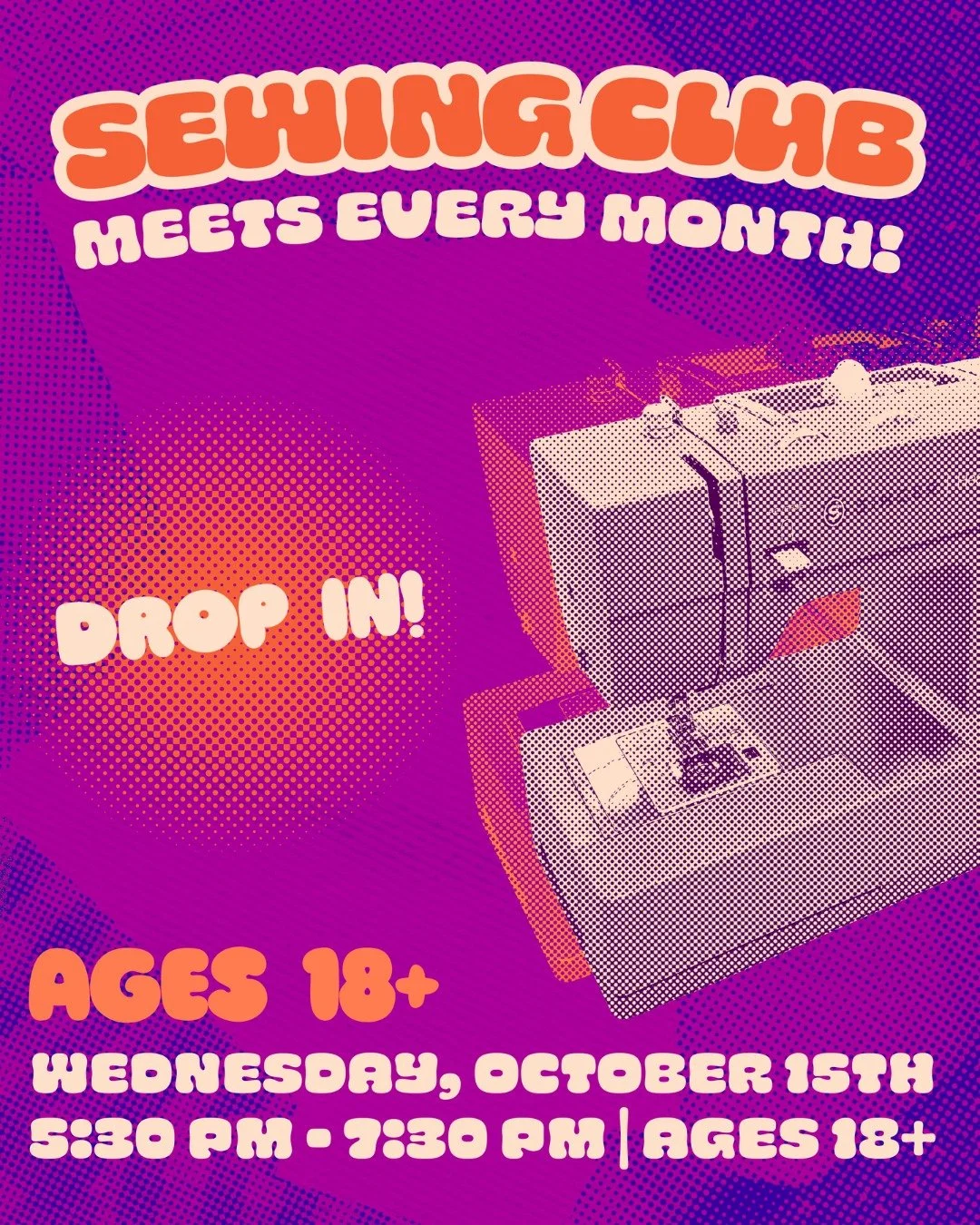 Come to the Workshop’s monthly Sewing Club! During Sewing Club, you can utilize the Workshop’s equipment and materials to work on an independent sewing project. Don’t have a project in mind? No worries! A select number of beginner s