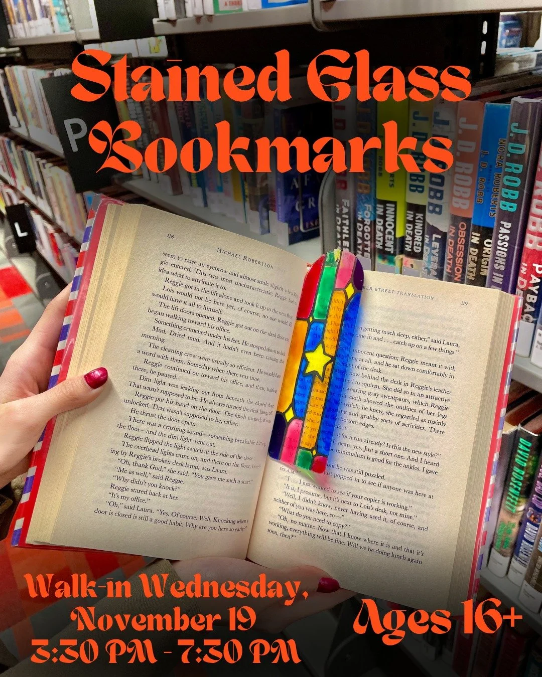 Join us in the Workshop for a Wednesday walk-in activity! In this program, participants will use gallery glass paint to create faux stained glass effects on bookmarks.

All materials will be provided on a first come, first served basis. This program 