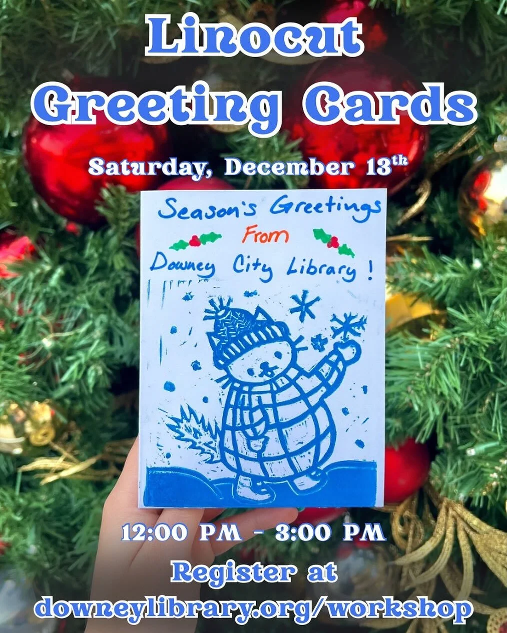 🎉☃️Join us in the Workshop for Linocut Greeting Cards! 💌❄️In this workshop, participants will create prints on greeting cards by carving their own stamps. The workshop includes designing, carving, and printing the stamps onto blank greeting cards. 