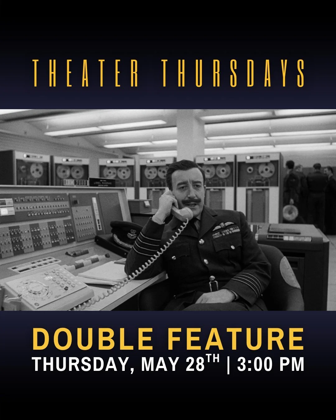 As part of Theater Thursdays: Double Feature, we continue our May screenings with a film that uses satire to confront power, paranoia, and the absurd logic of war. Rather than offering straightforward drama, this story exposes the fragility of politi