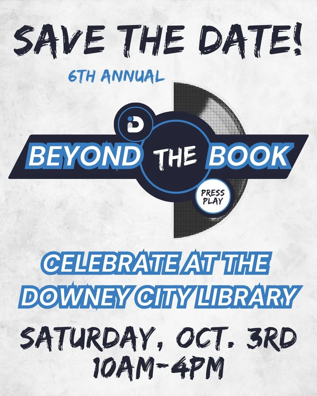 Beyond the Book is back and this year we&rsquo;re turning up the volume! 🎶
Downey City Library is hosting its sixth annual Beyond the Book Festival on Saturday, October 3rd, from 10 AM&ndash;4 PM.
This year&rsquo;s festival will feature a music-cent