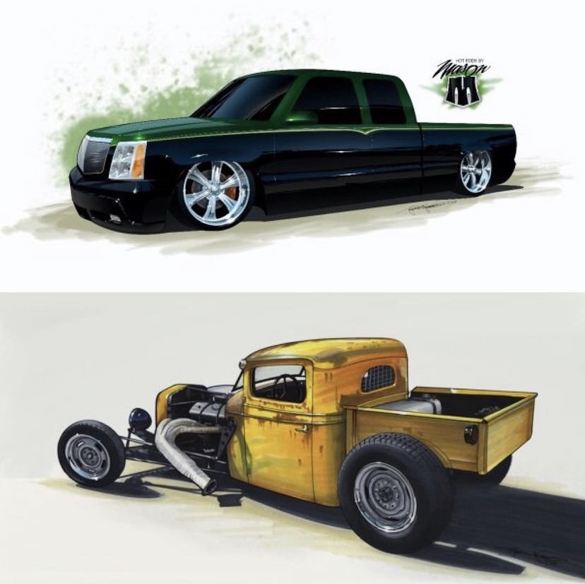 Old and new, analog and digital. vehicle rendering