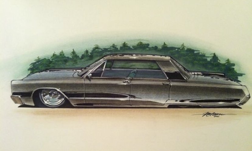 Hand drawn illustration. Chalk, marker, acrylic vehicle rendering