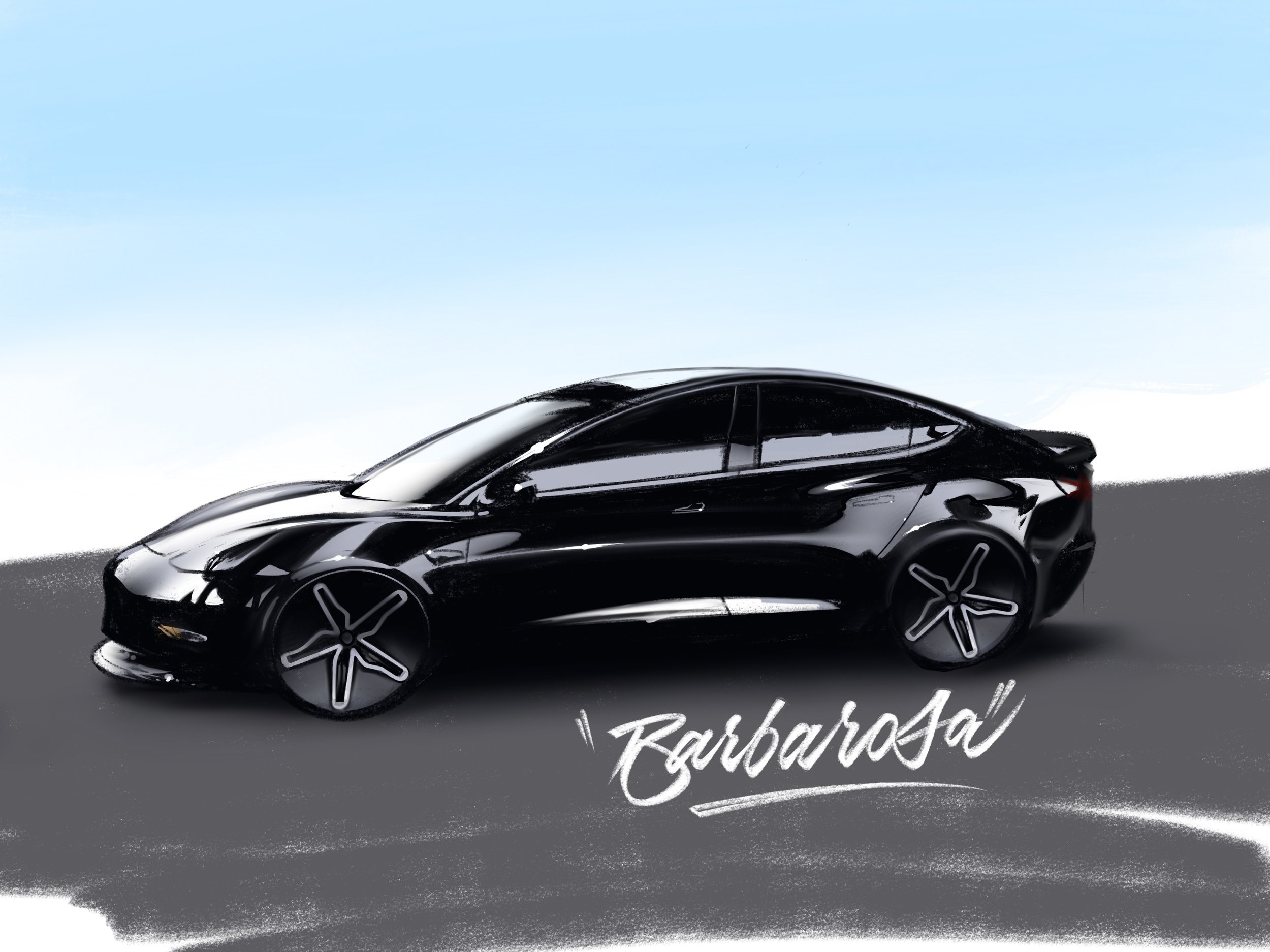 Tesla Model 3 / digital vehicle rendering