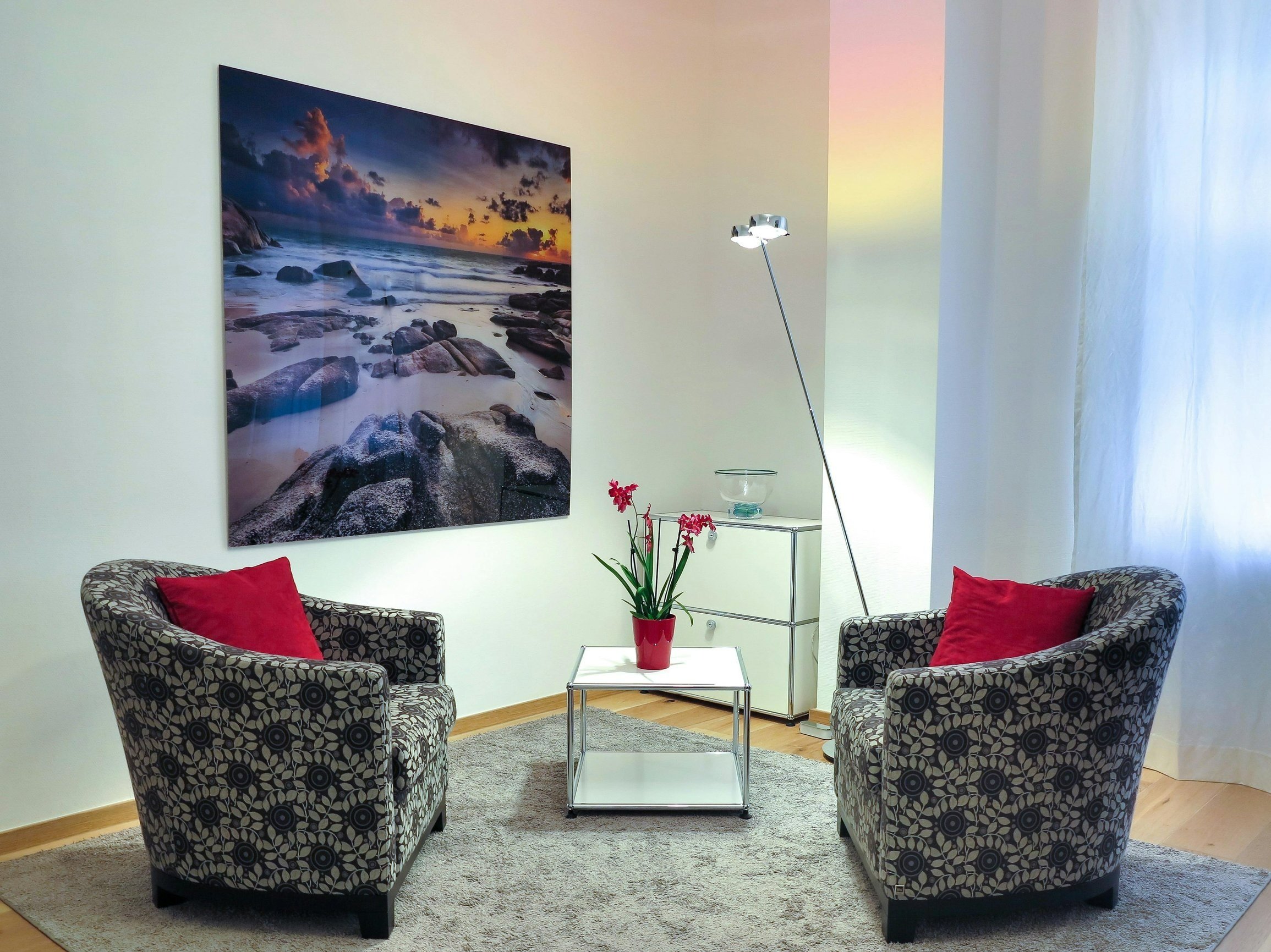 Finding a therapist. Two chairs, a table, and a safe space.