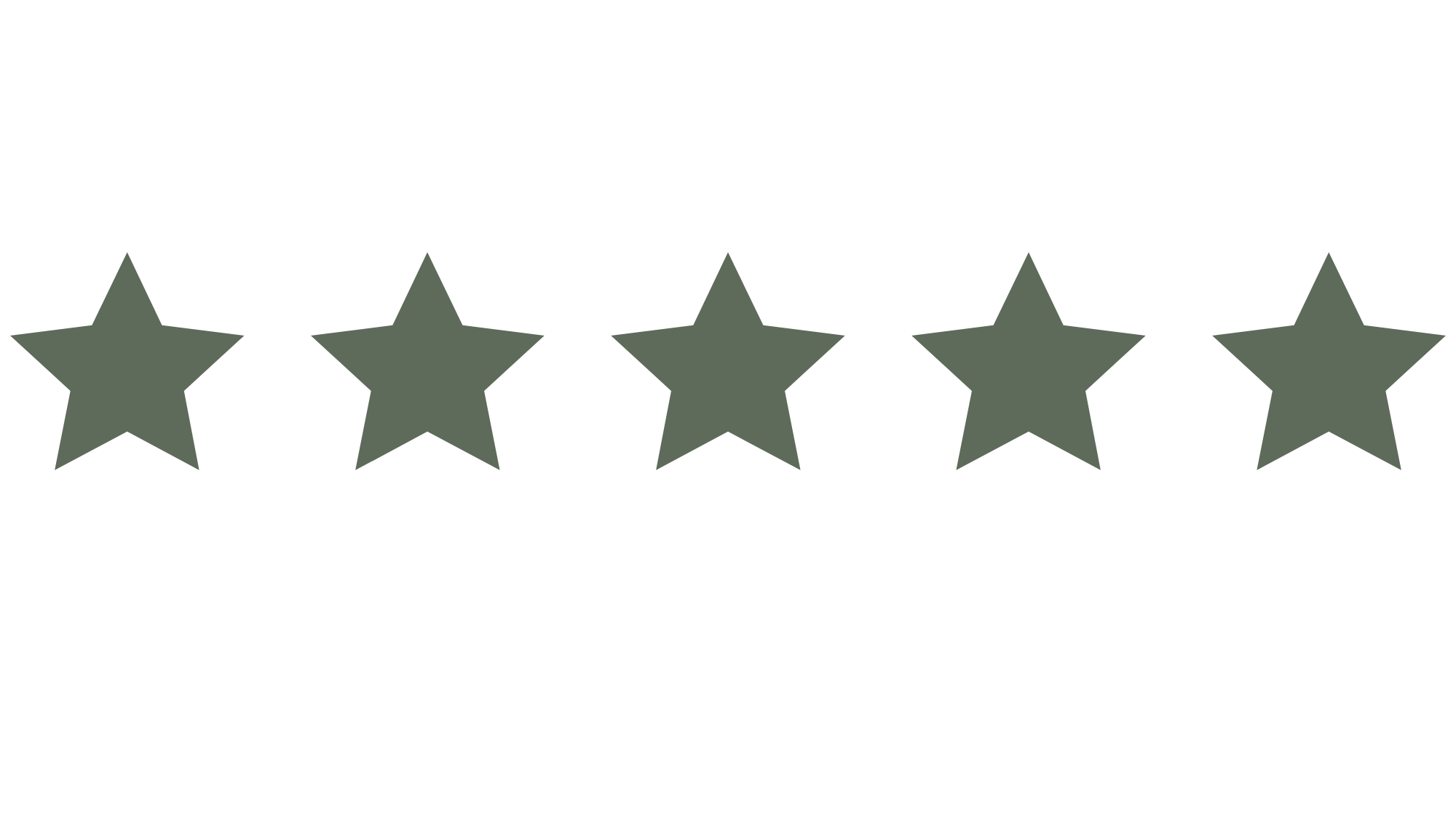 Five gray stars in a row on a black background.