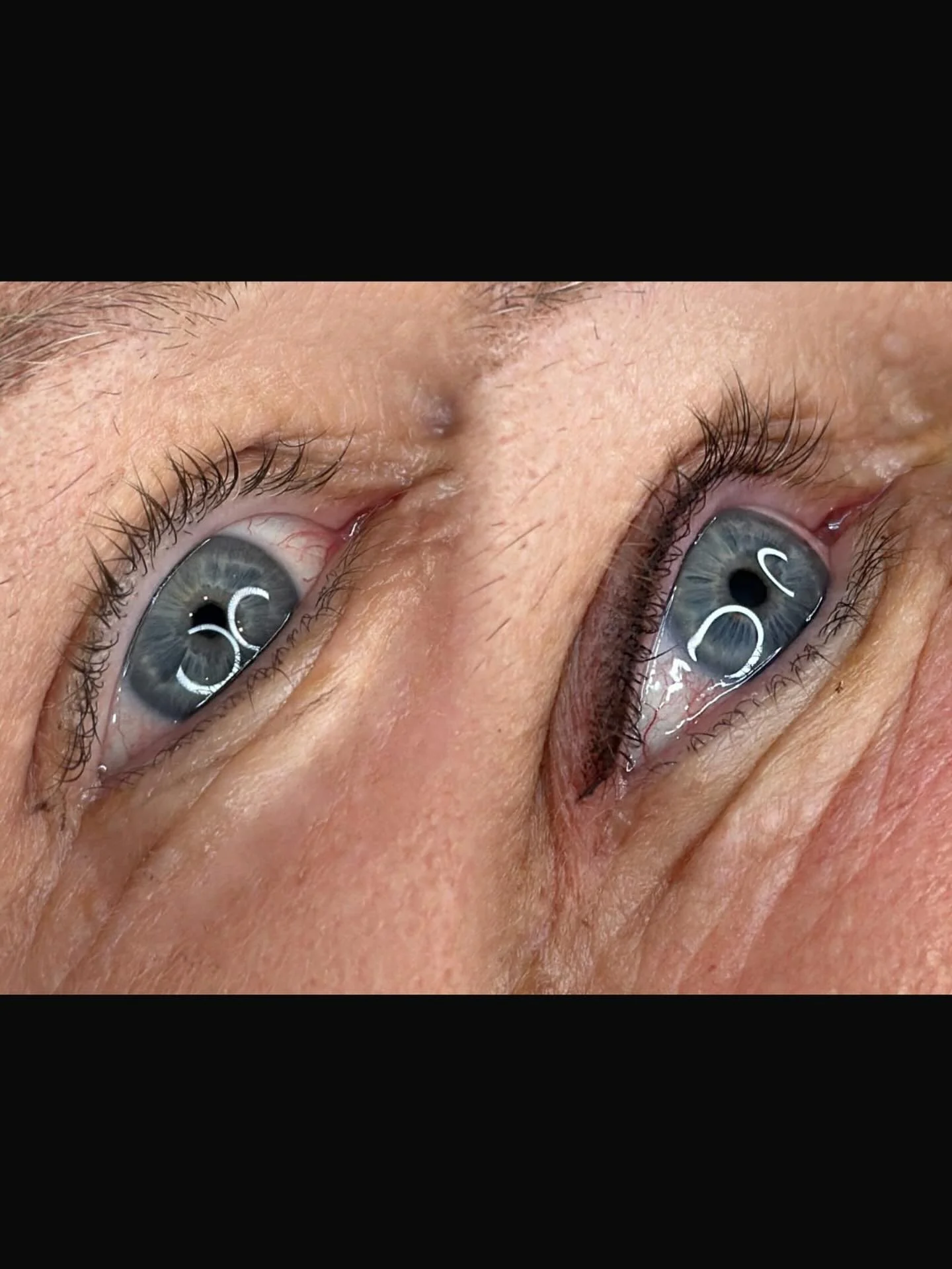 Shaded eyeliner before and after