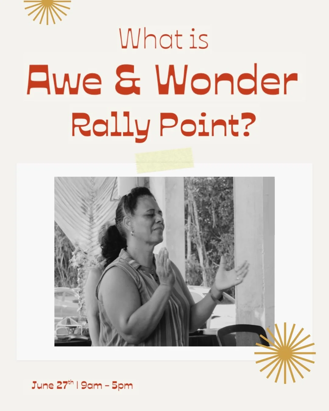 Tired? Come rest. 
Longing for more of Him? Come encounter. 
Ready to be refreshed? Come as you are.

Awe &amp; Wonder Rally Point is waiting for you. ✨

June 27 &middot; 9am&ndash;5pm &middot; Belmopan, BZ &amp; Online

#aweandwonder #rallypoint #en