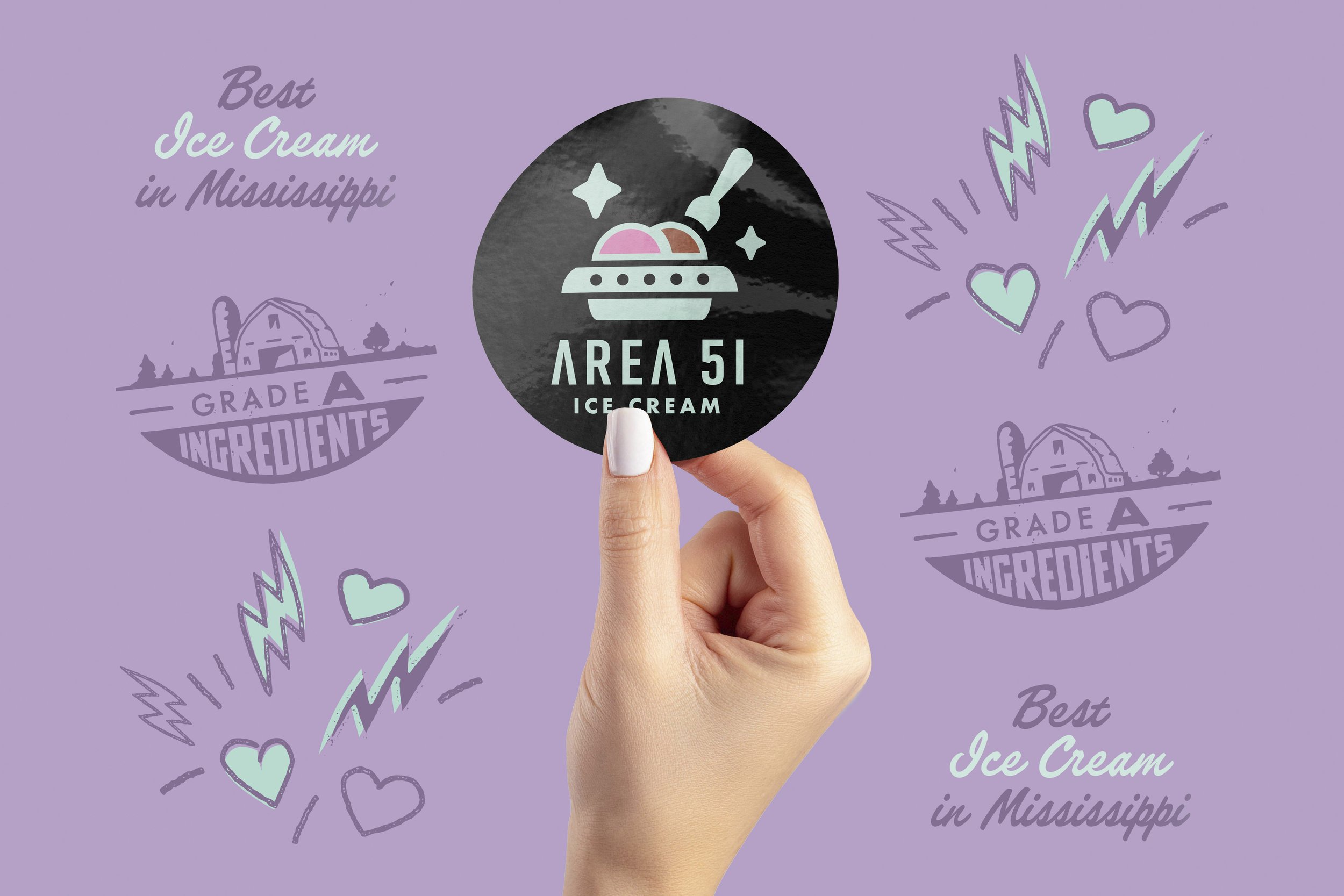 Area 51 Ice Cream Logo + Brand Assets