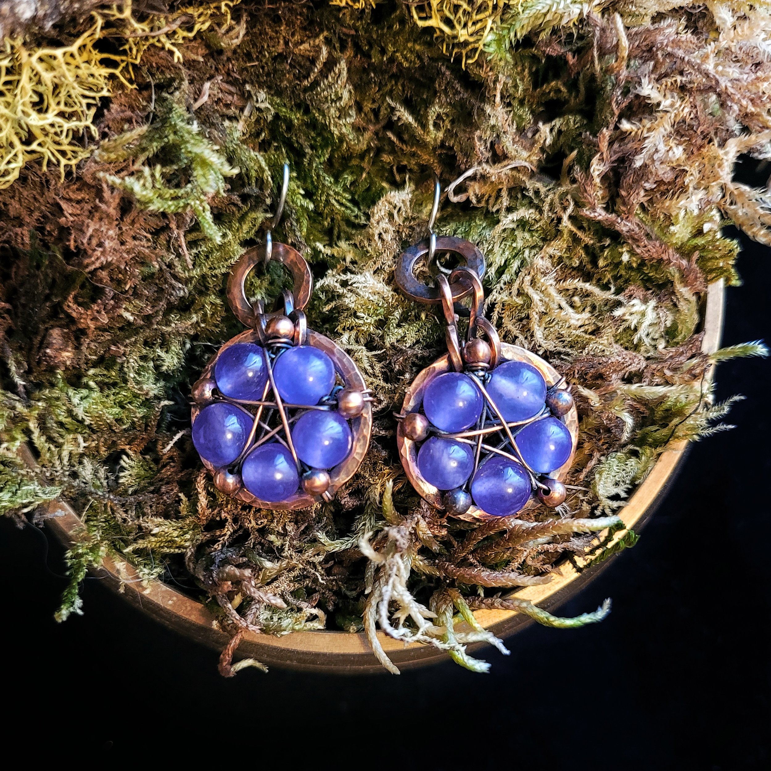 pentacles and stone copper star gemstone earrings purple quartzite .jpeg