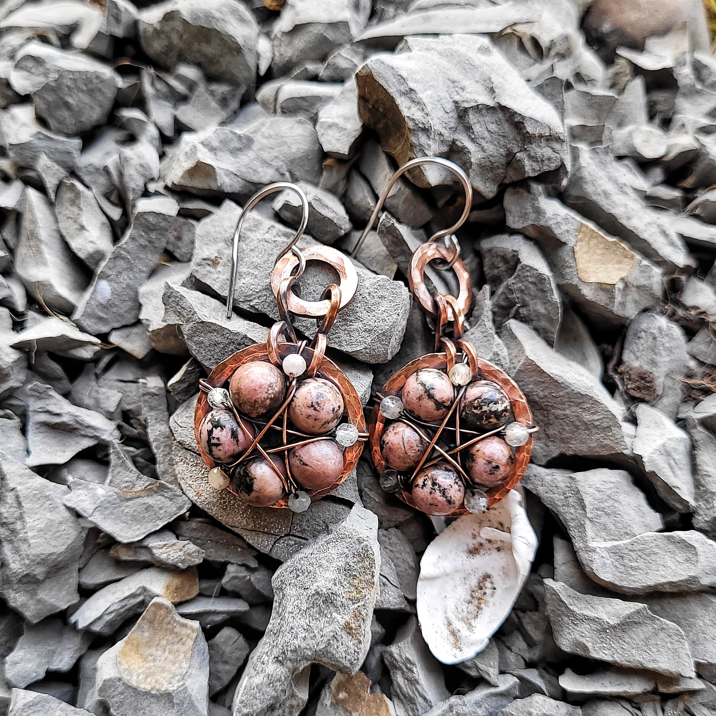 pentacles and stone copper star gemstone earrings rhodonite labradorite 2.jpeg