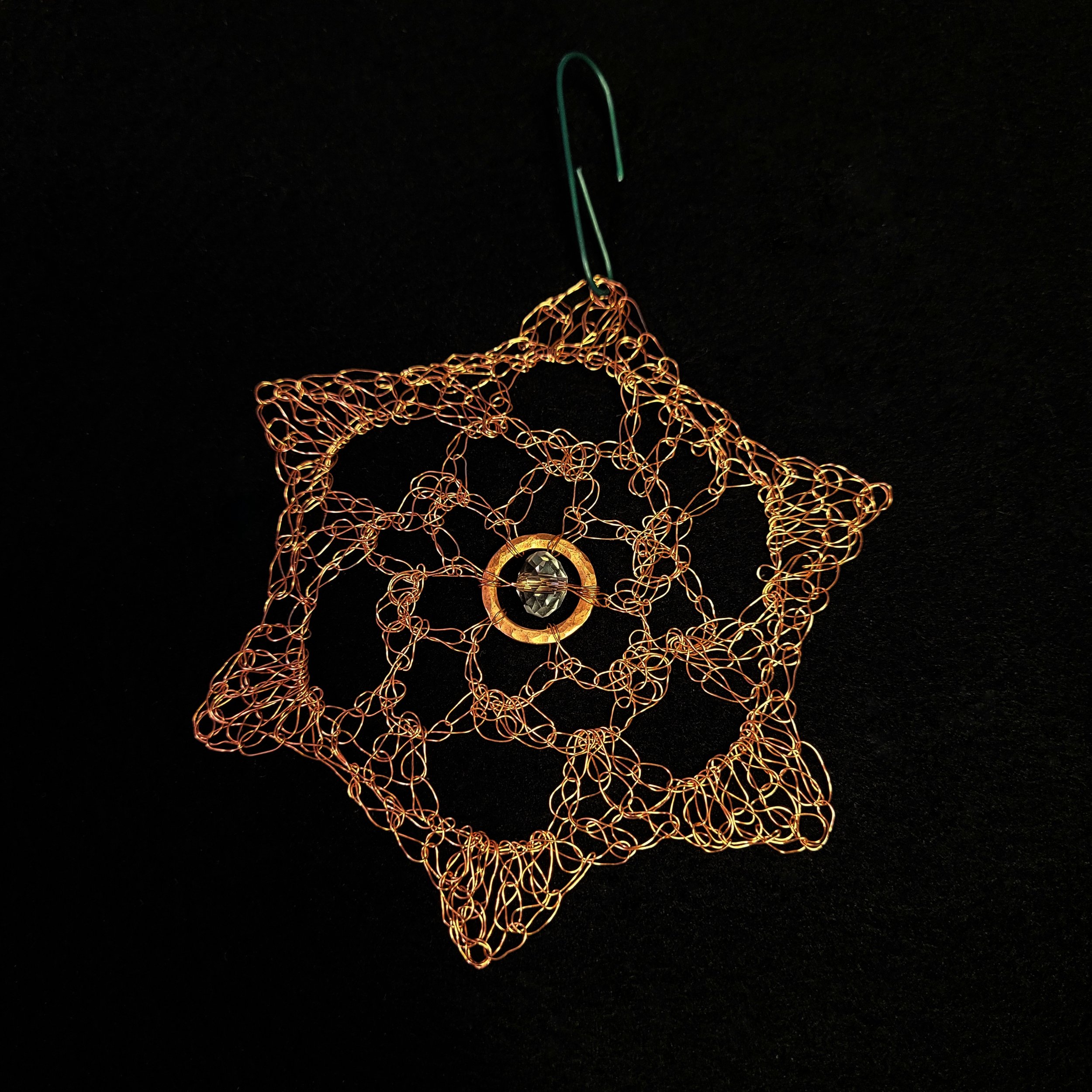 crochet copper snowflake christmas ornament decoration.jpeg