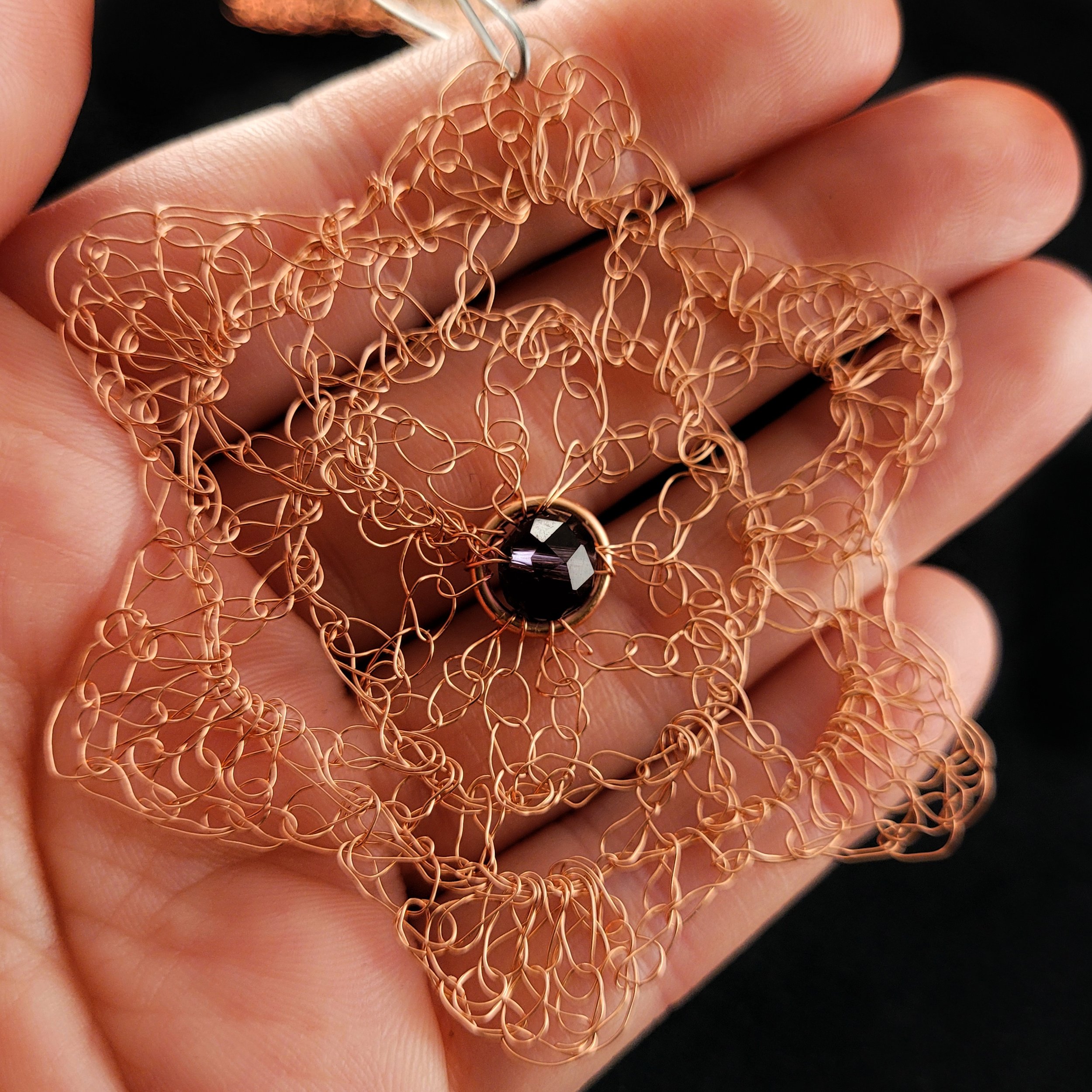 copper crochet snowflake ornament christmas amethyst.jpeg