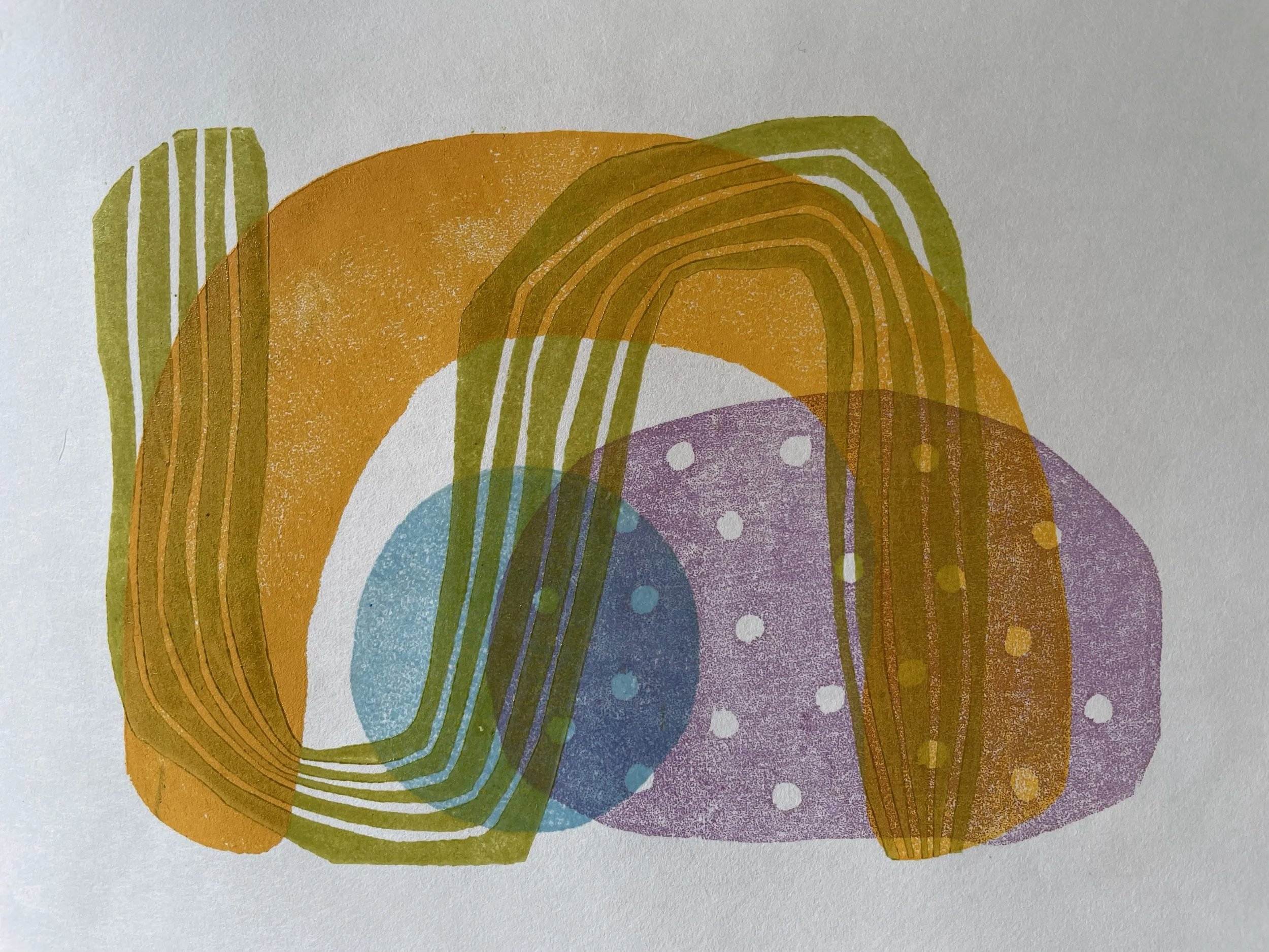 ROMP 9: woodblock print on Japanese paper, image 6" x 9"