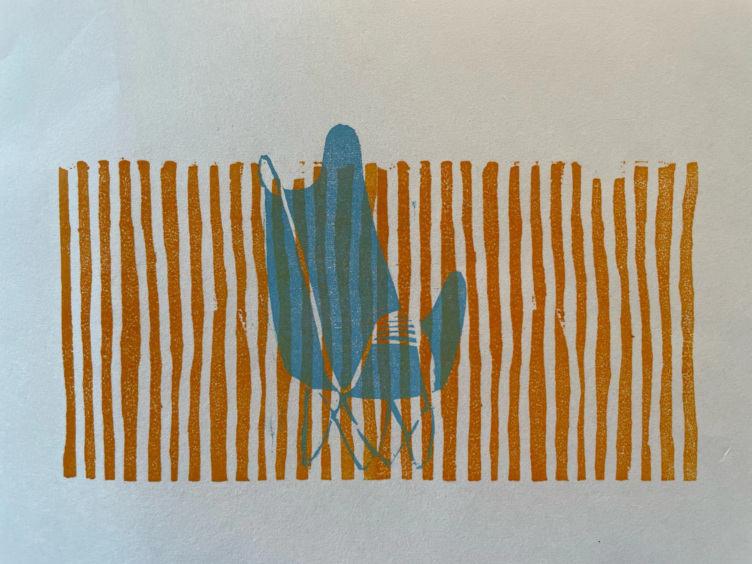 WATER VIEW: woodblock print on Japanese paper, image 5" x 8"