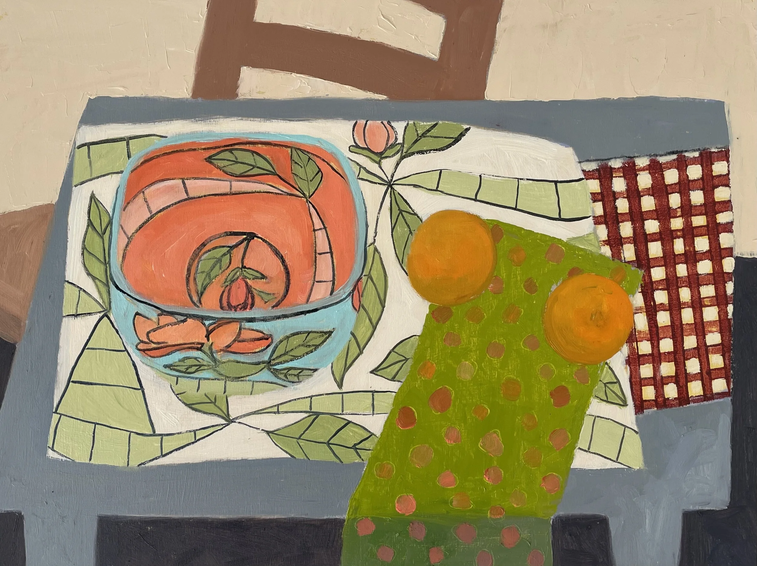 ANGIE'S BOWL: oil on wood panel, 12" x 16"