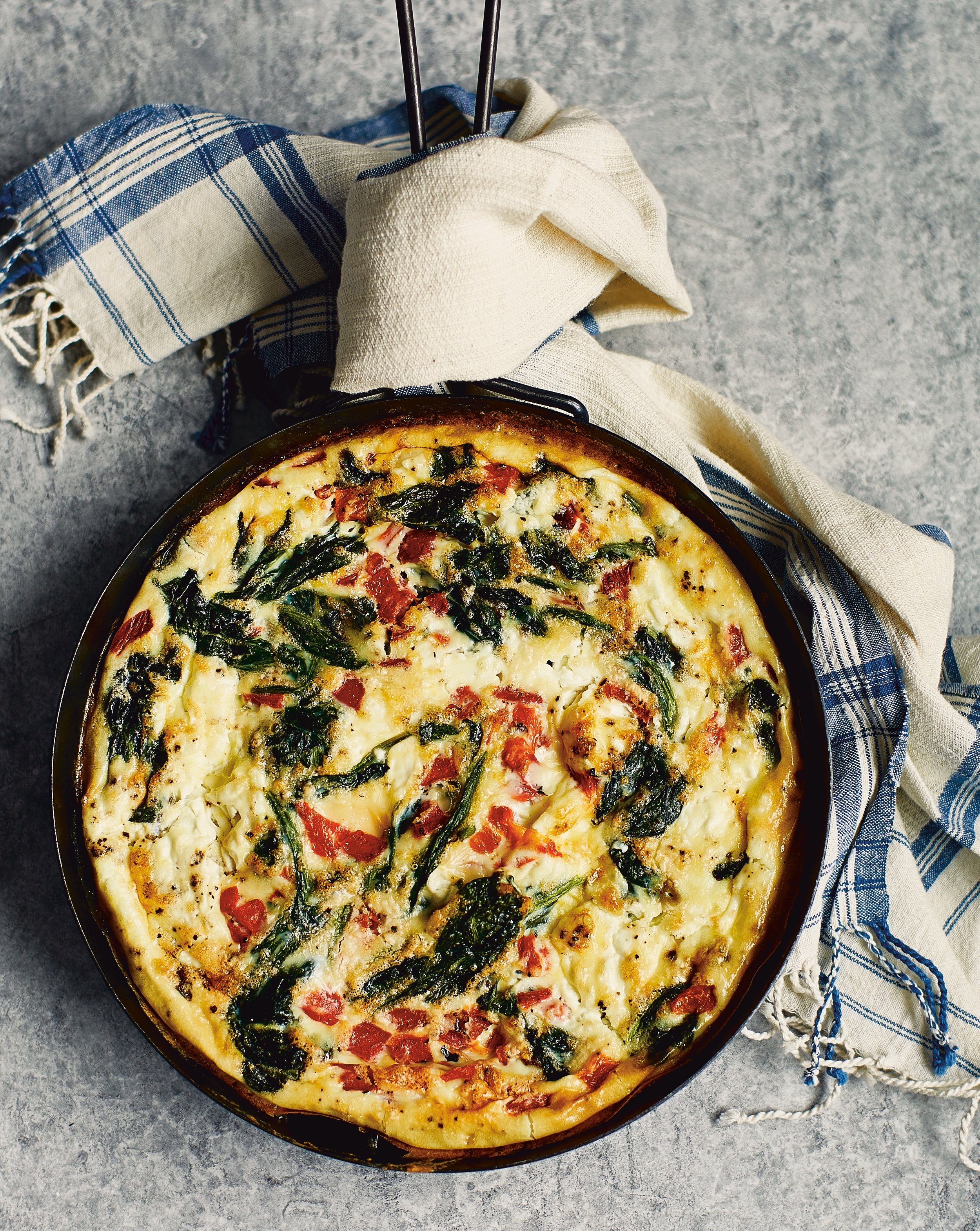 Frittata Wedges With Roasted Red Pepper, Spinach, and Ricotta