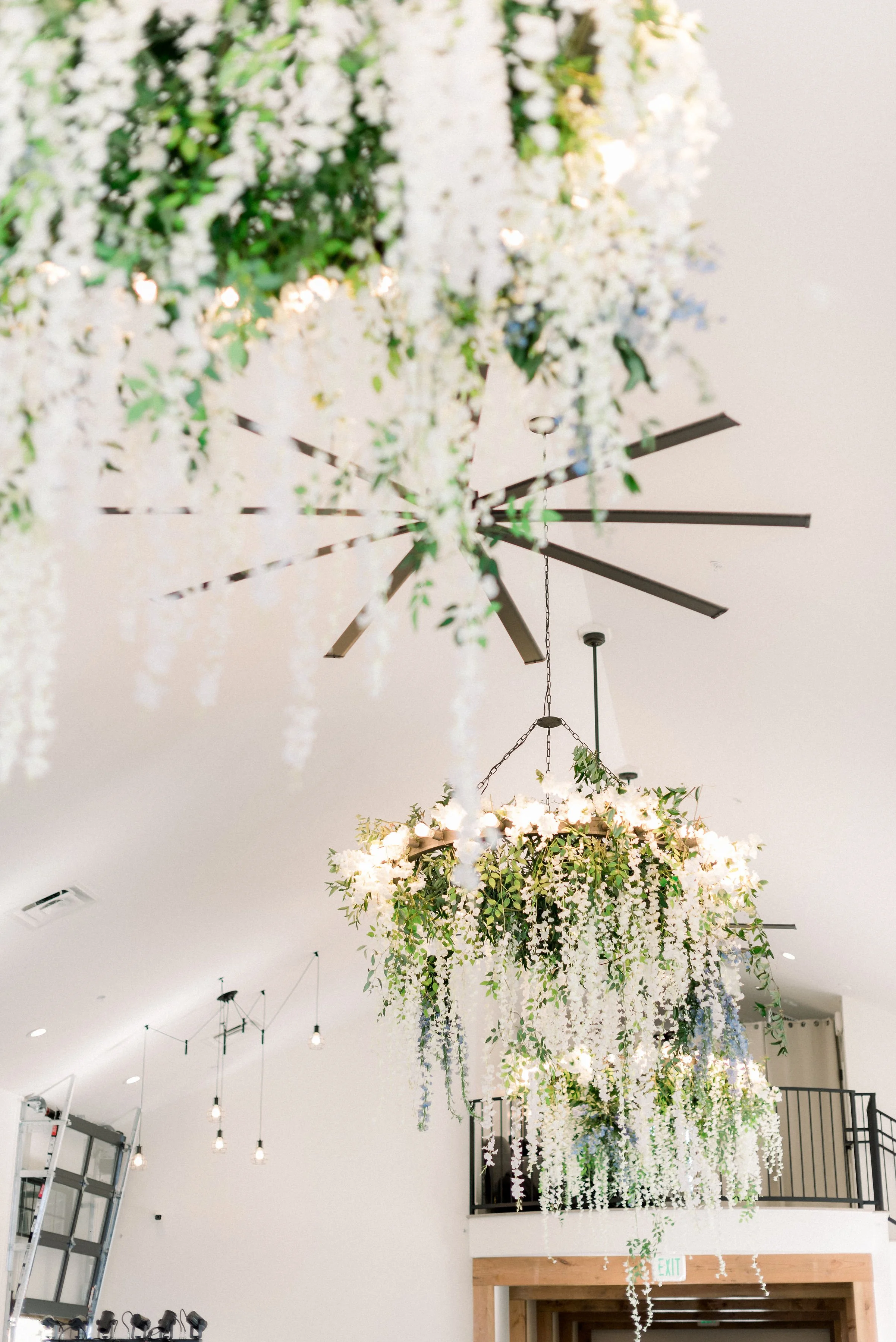 Chandelier greenery and hanging floral inspiration for any modern wedding day.