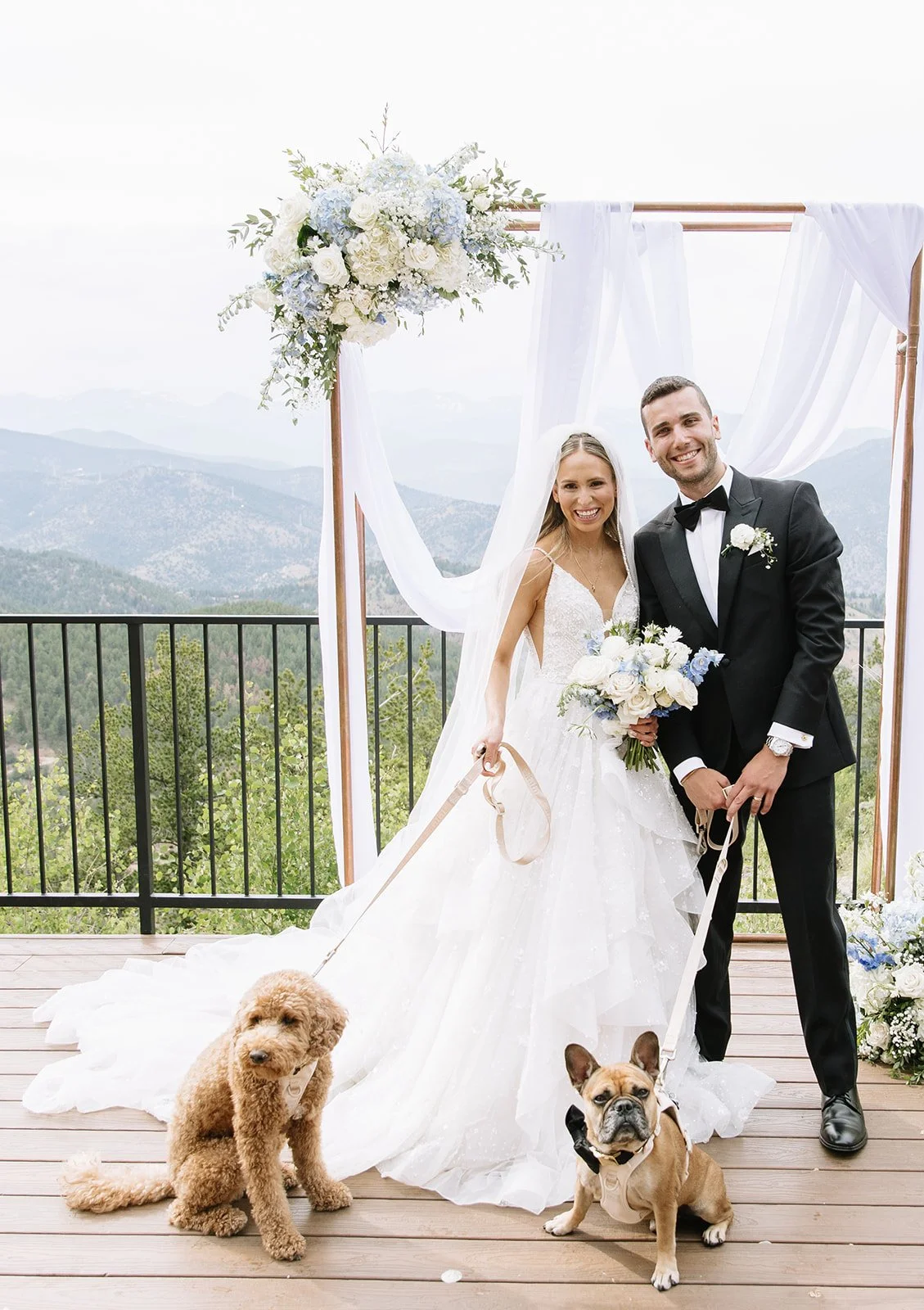 Wedding day portraits with the dogs