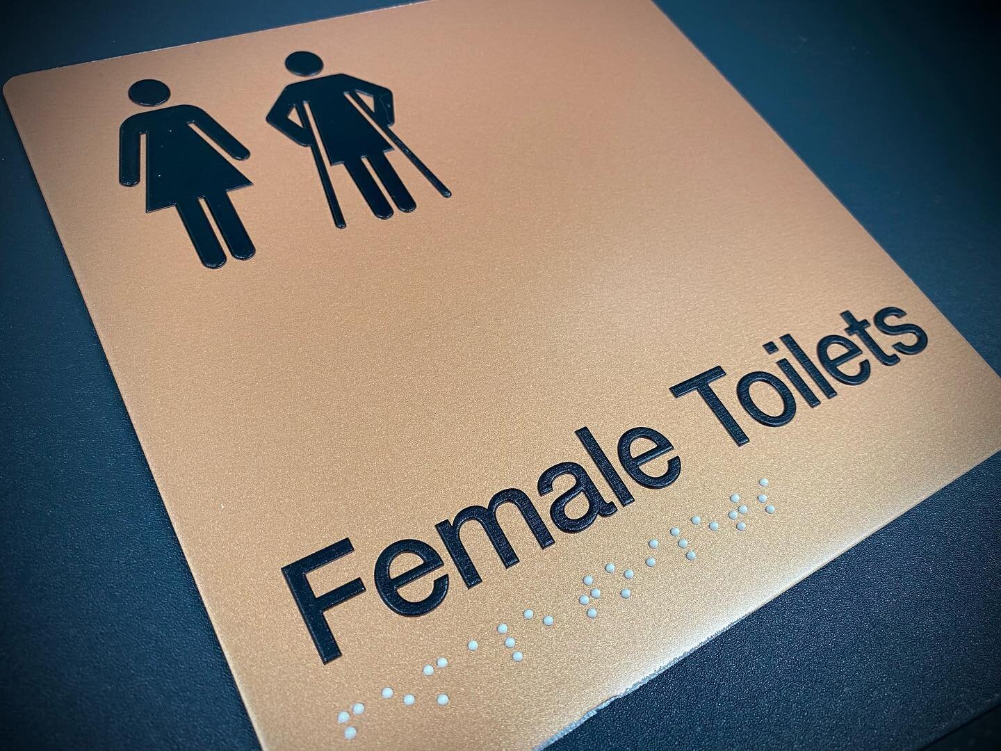 Testing for our new range of satin copper braille signs. Something a little bit special for your compliance signage. #braille #braillesigns #safetysigns #compliancesigns #toiletsign