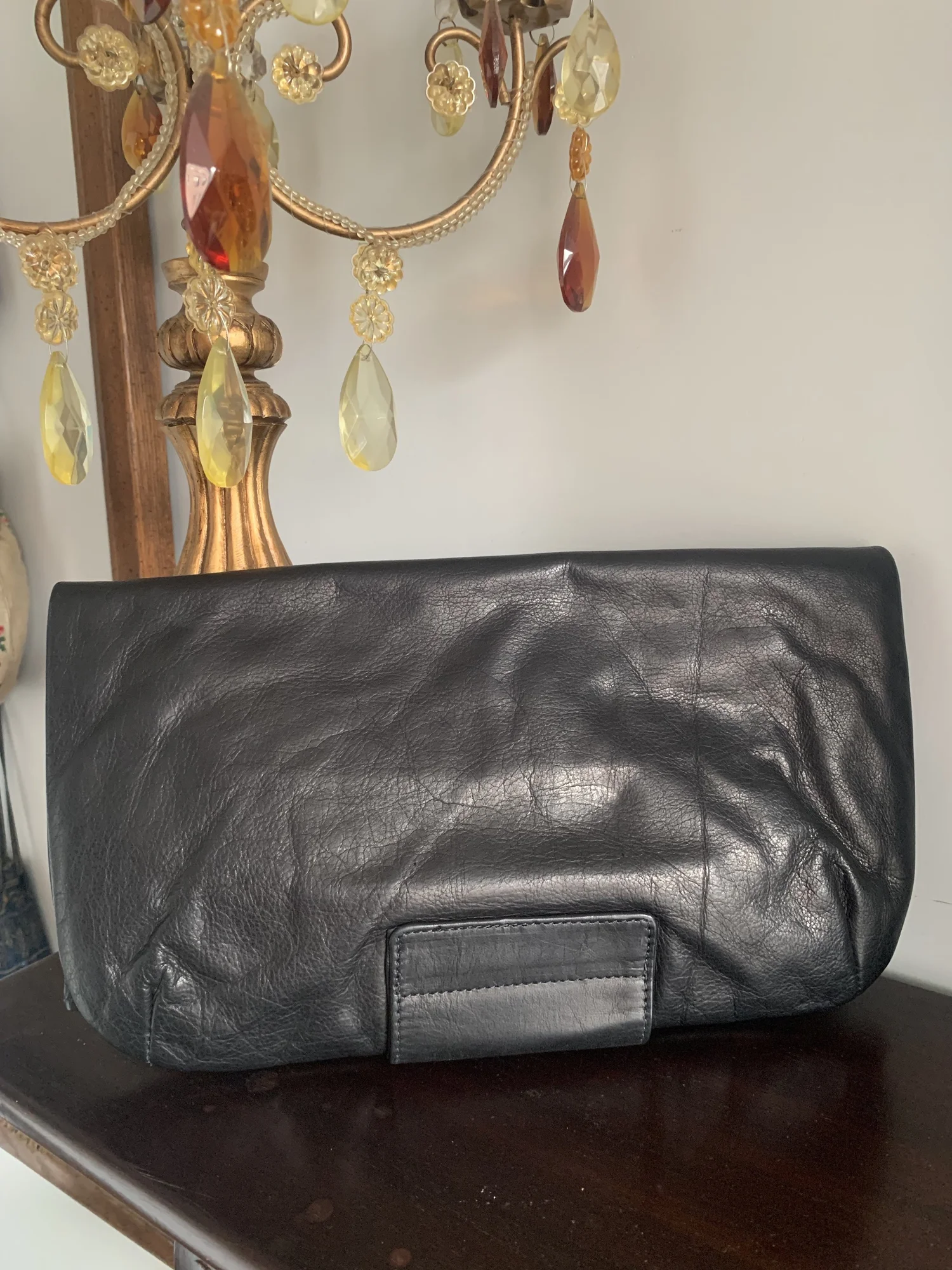 Leather Purse Black Clutch Bag Judith Leiber Vintage Black Leather